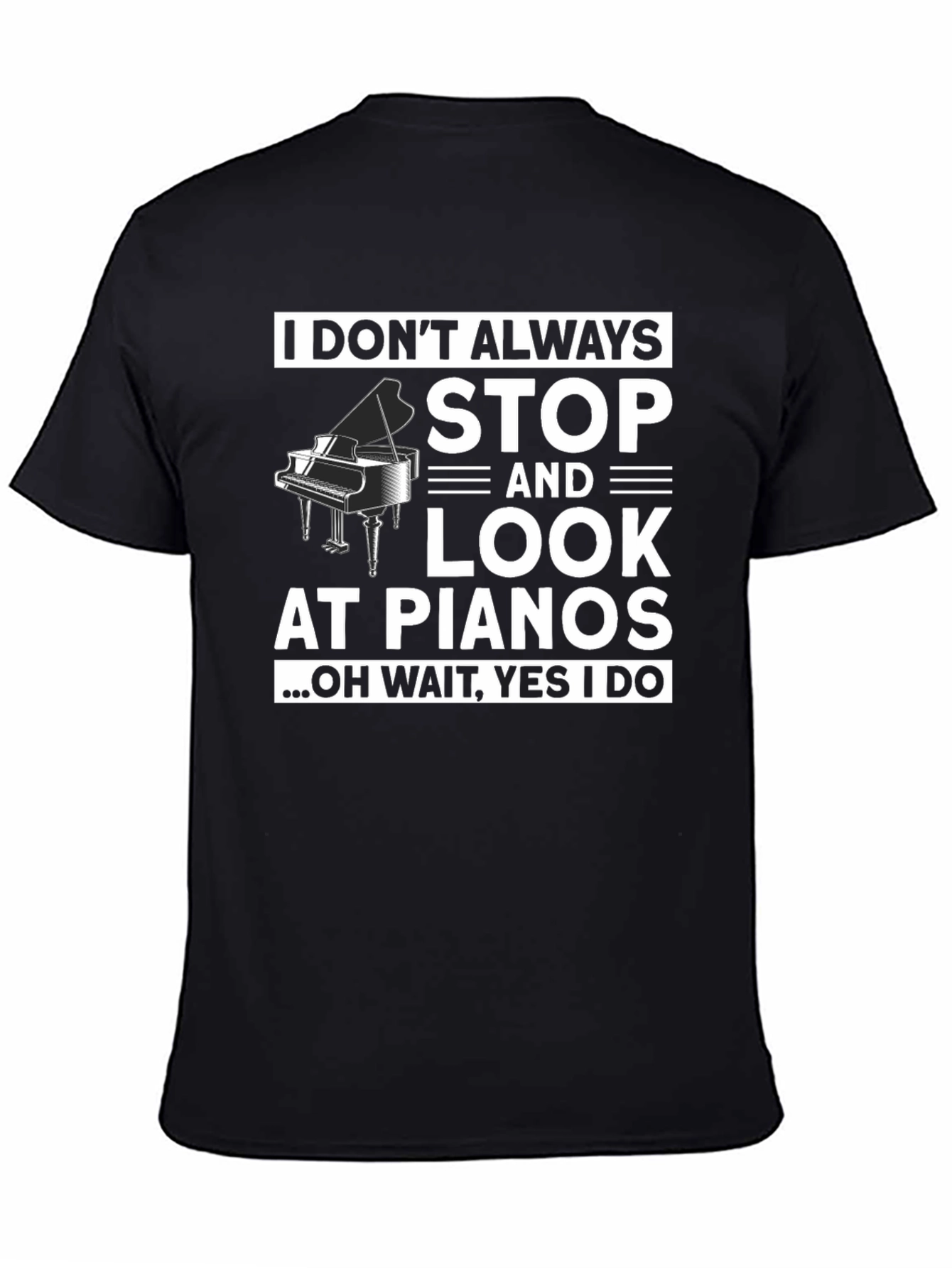 Black Funny Piano Lover T-Shirt view 4