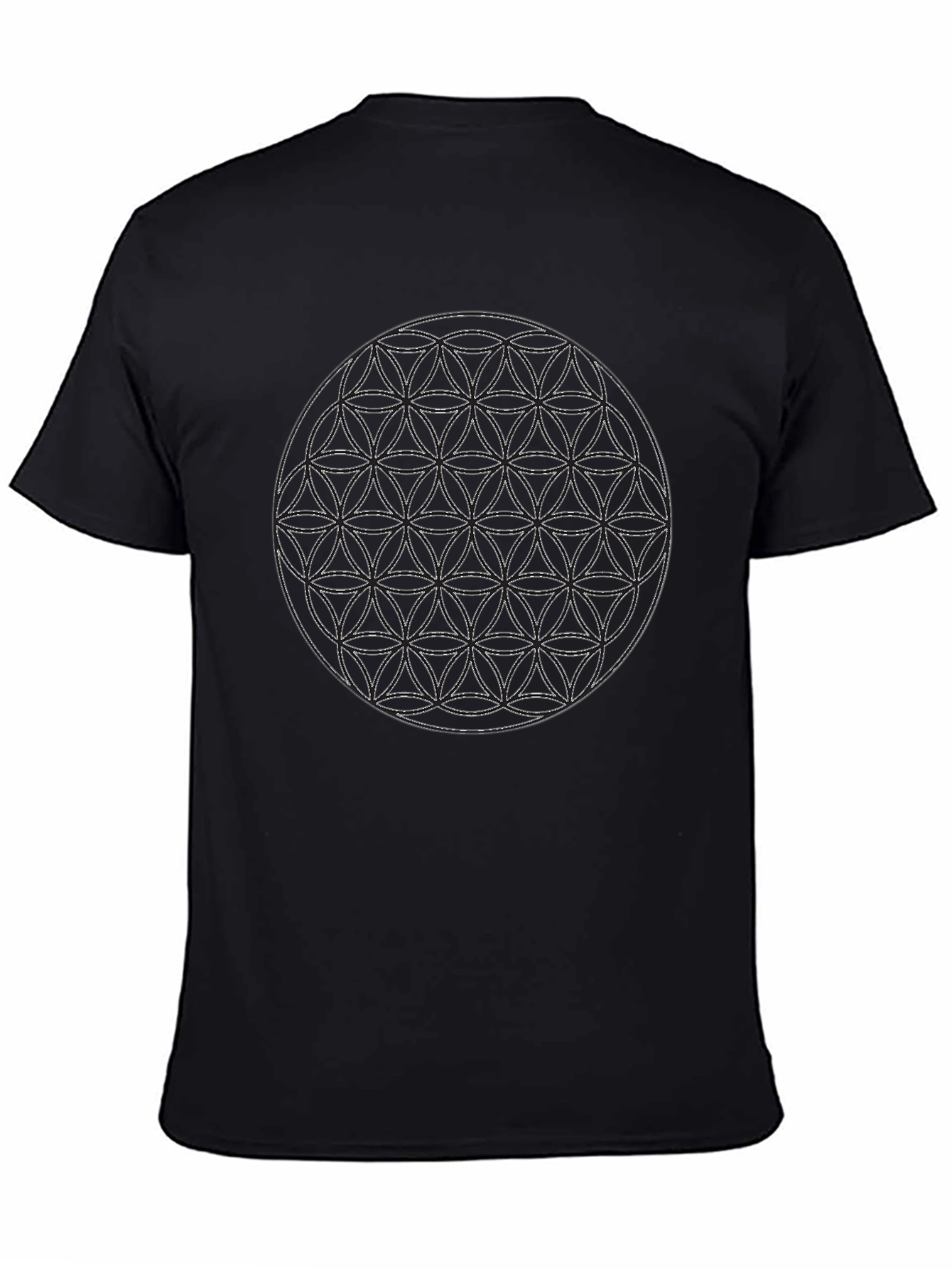 Black Geometric Circle Design Black T-Shirt view 4