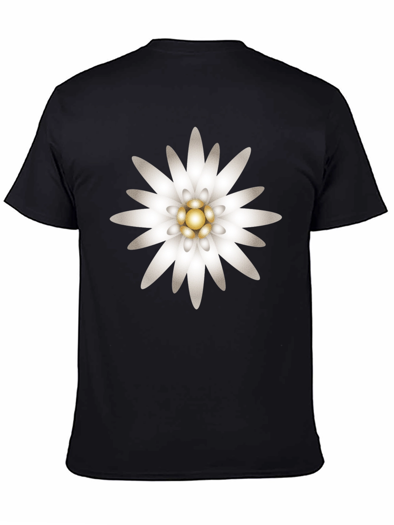 Black Edelweiss Flower Graphic T-Shirt - Black view 4