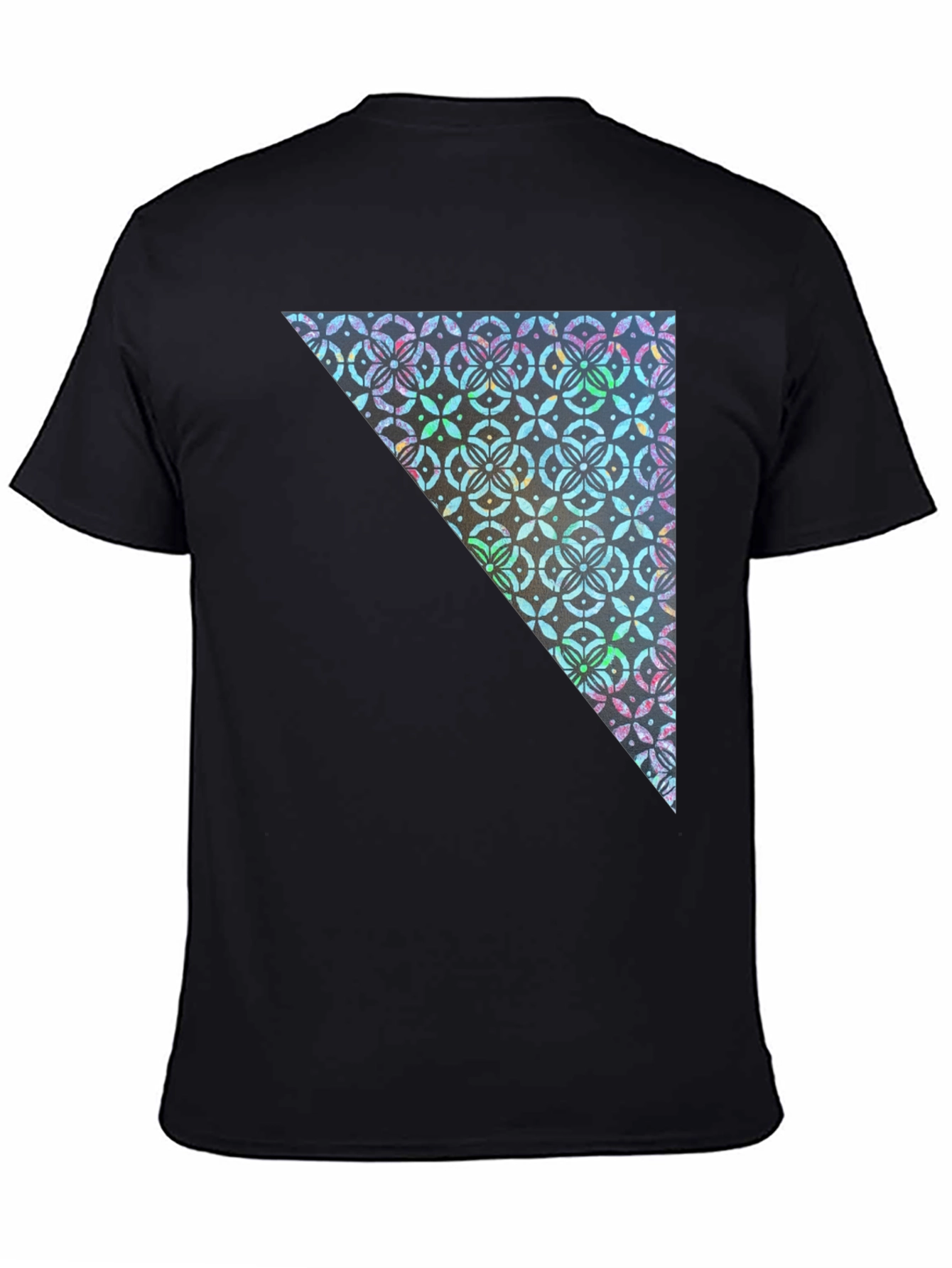 Black Geometric Triangle Print Crew Neck Tee view 4