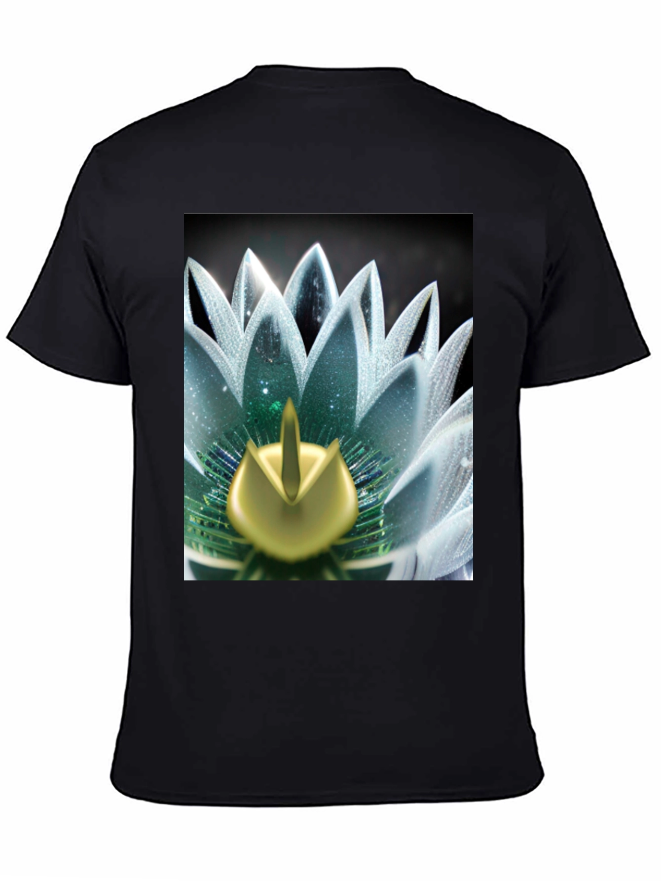 Black Lotus Flower Graphic Tee - Black Cotton Blend view 4