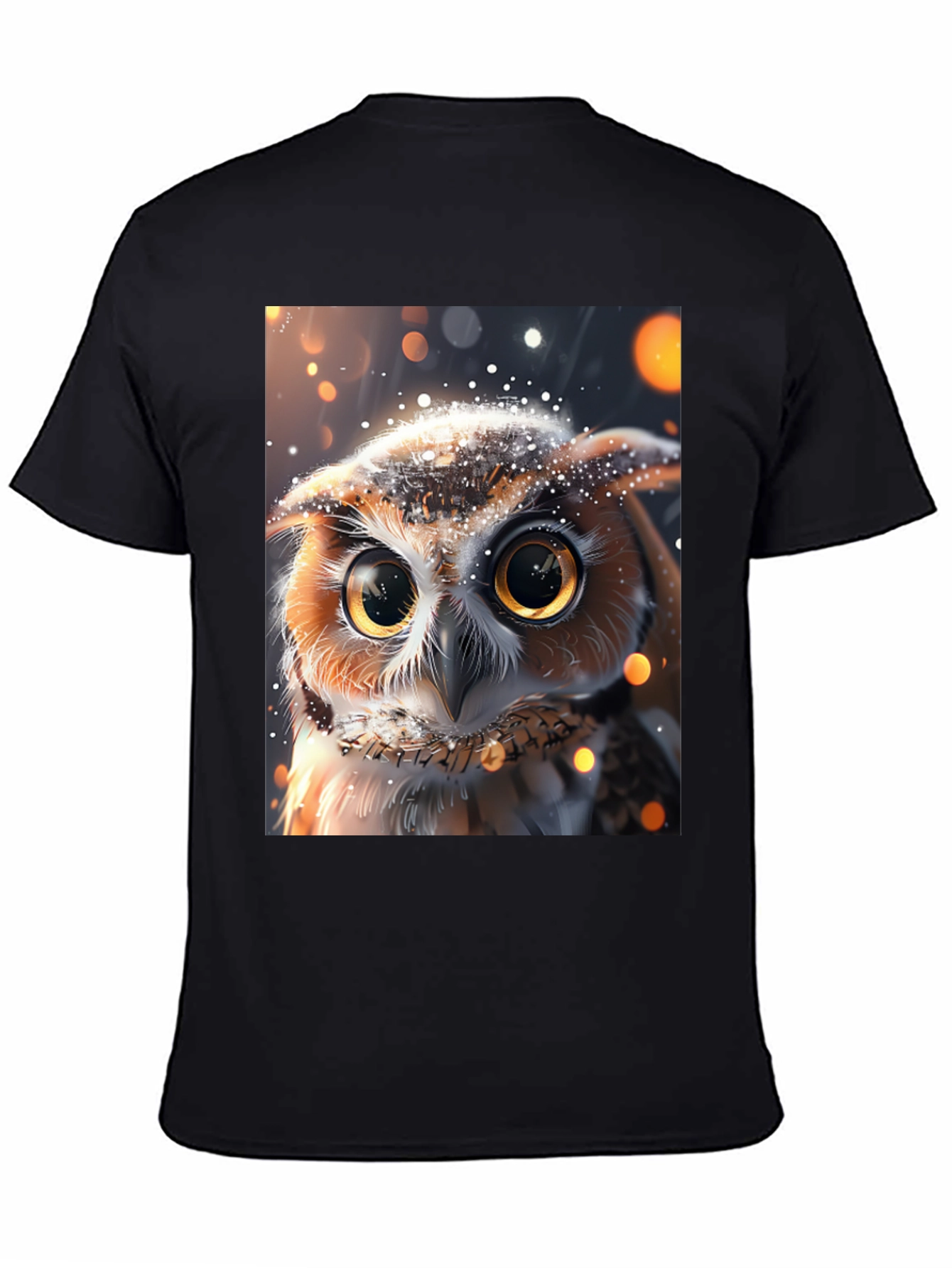 Black Owl Print Black T-Shirt view 4
