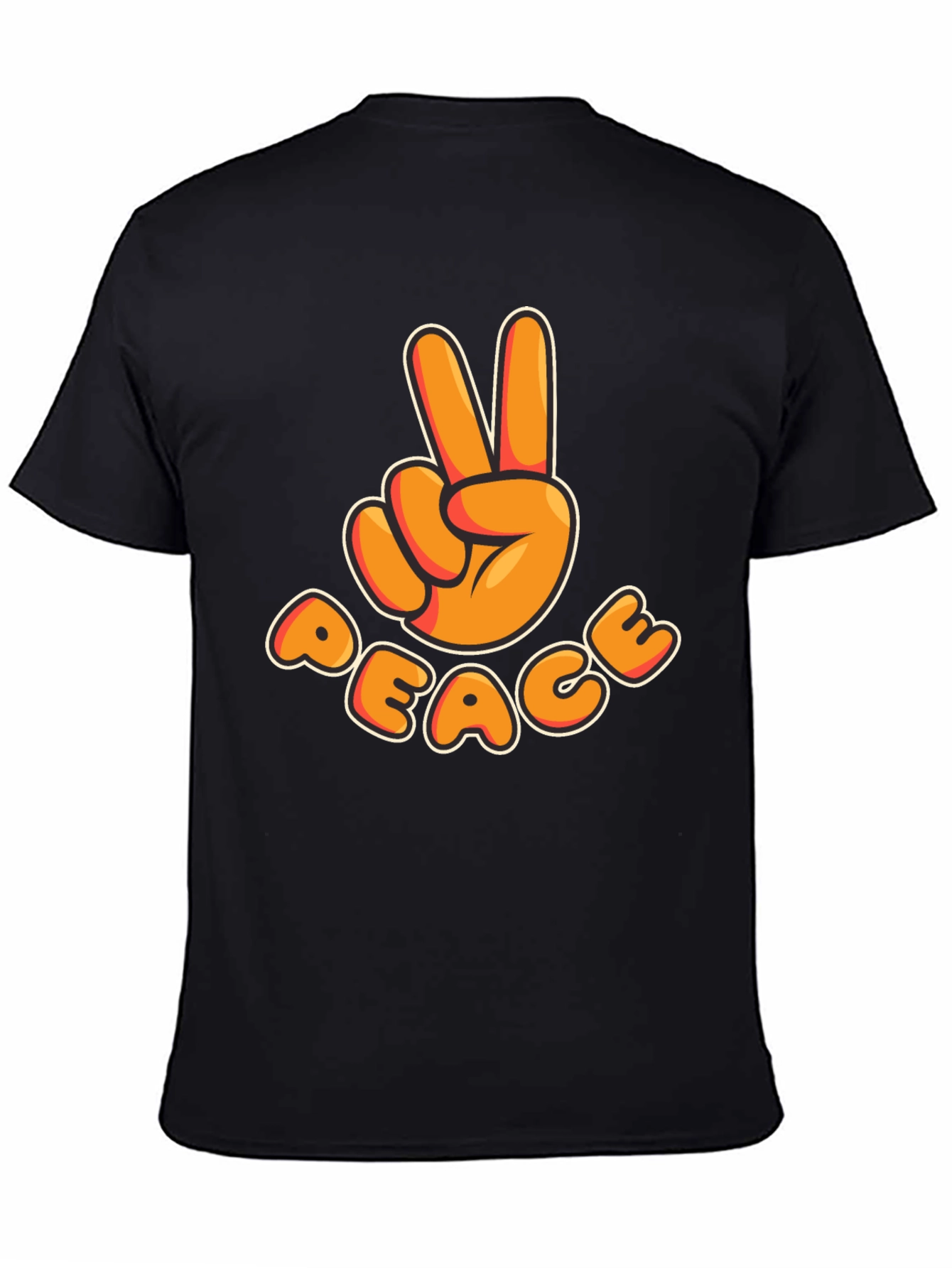 Black Peace Sign T-Shirt - Retro Cartoon Design view 4
