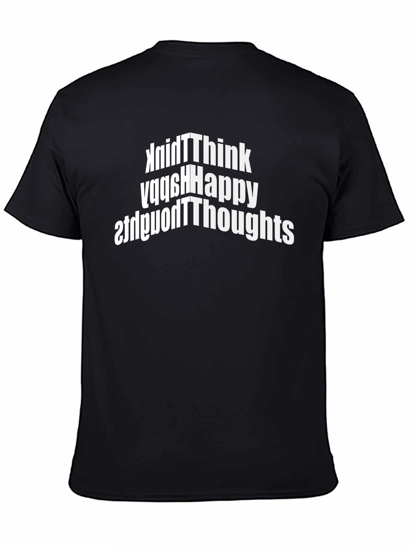 Black Don't Think Happy Thoughts Black Graphic Tee view 4