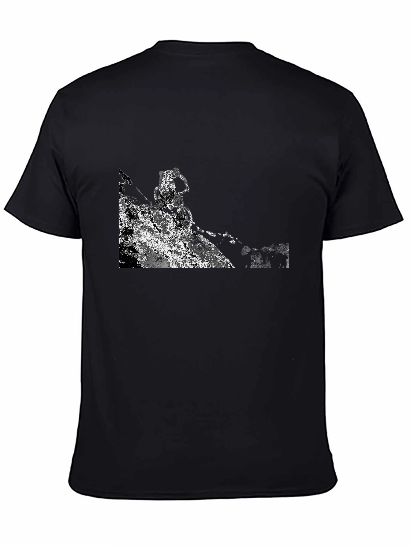 Black Black T-Shirt with Abstract Mountain Bike Graphic view 4