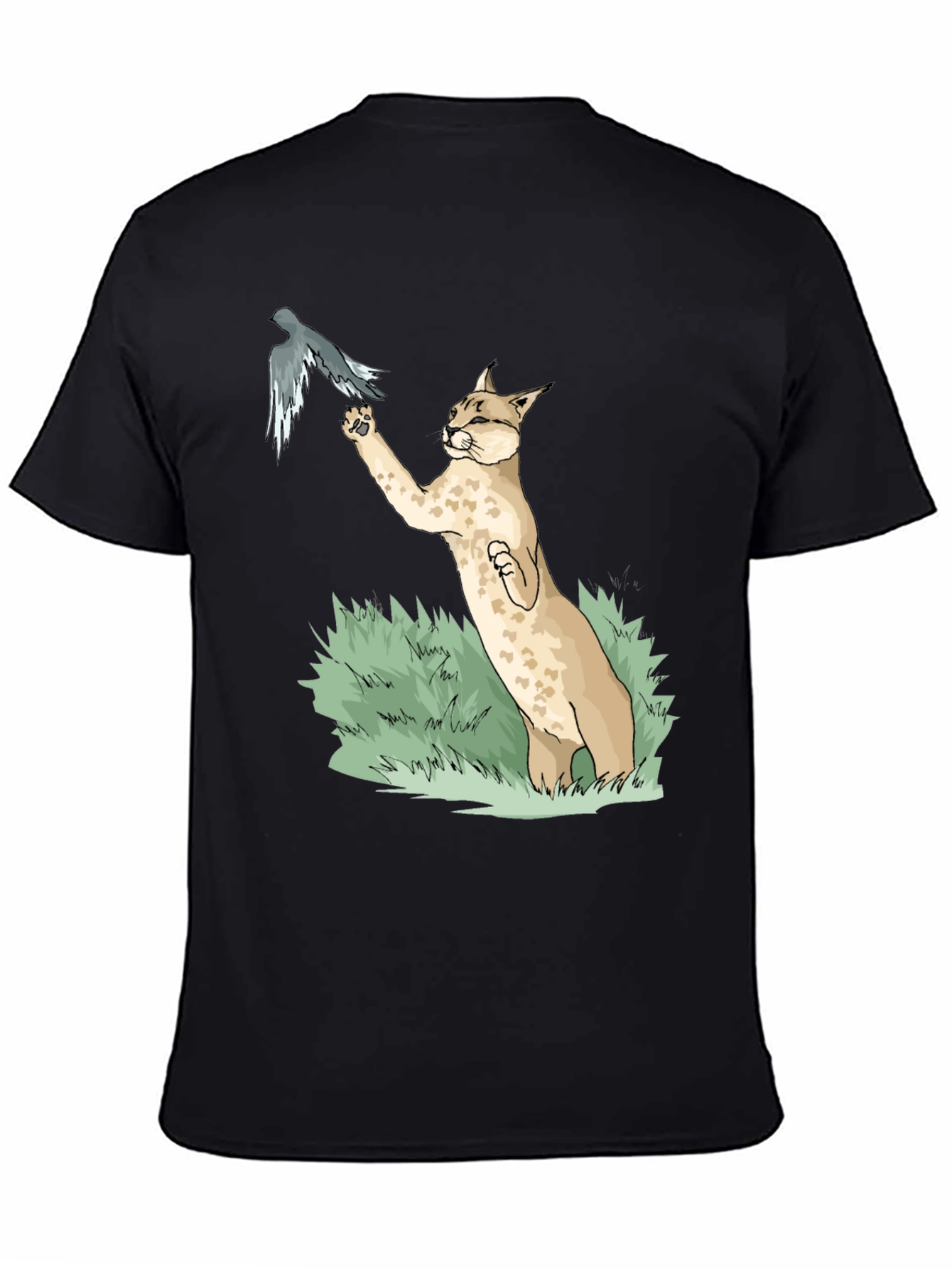 Lynx & Bird Graphic Tee - Black Cotton Blend T-Shirt - 4