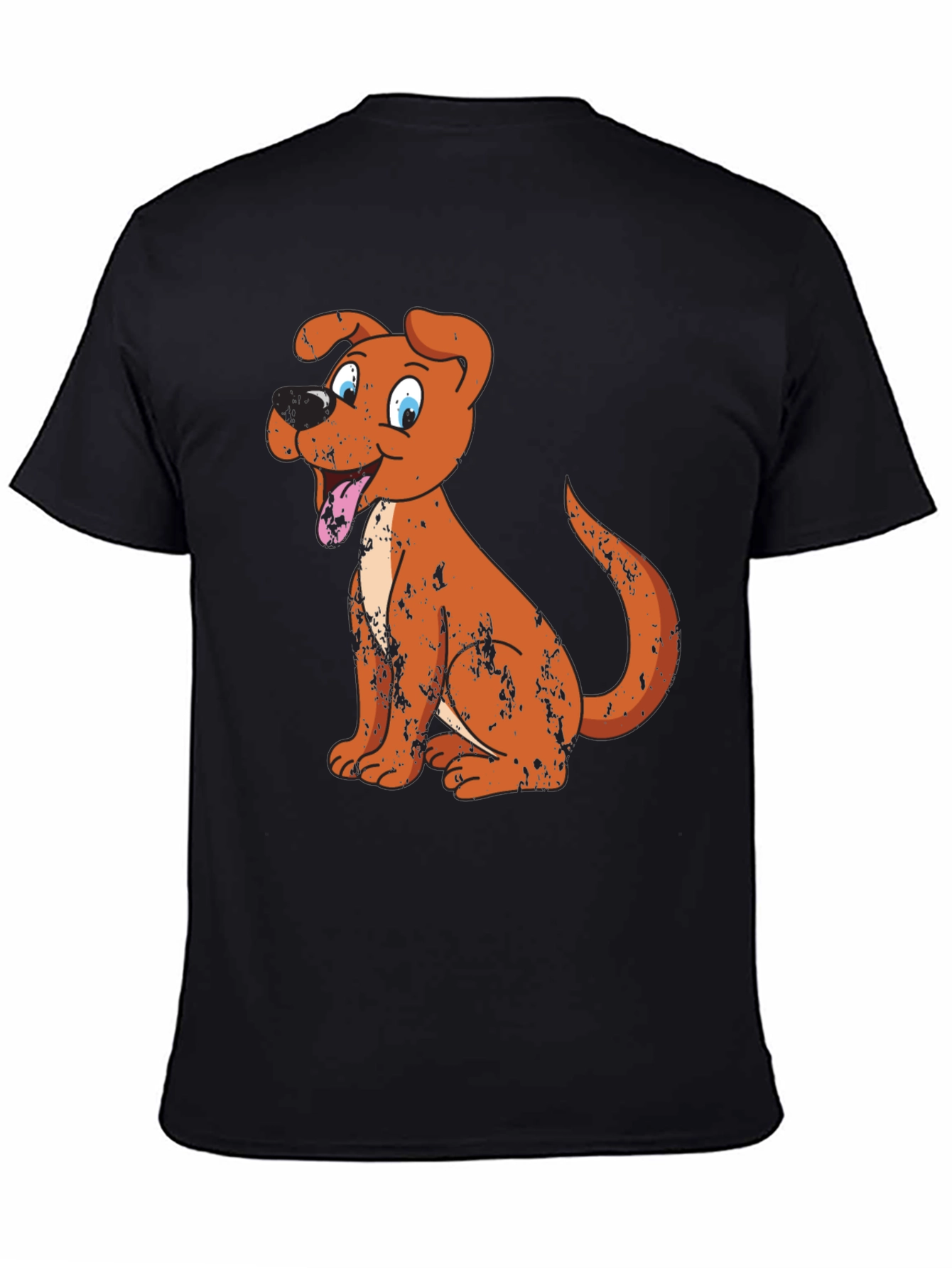 Black Cartoon Dog Graphic Tee - Black view 4
