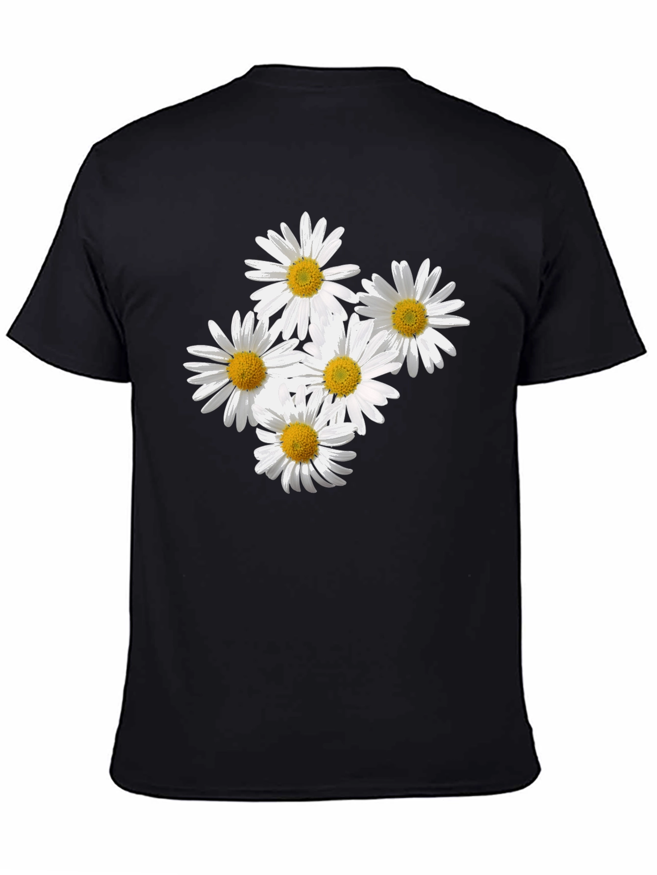 Black Daisy Flower Graphic Black T-Shirt view 4