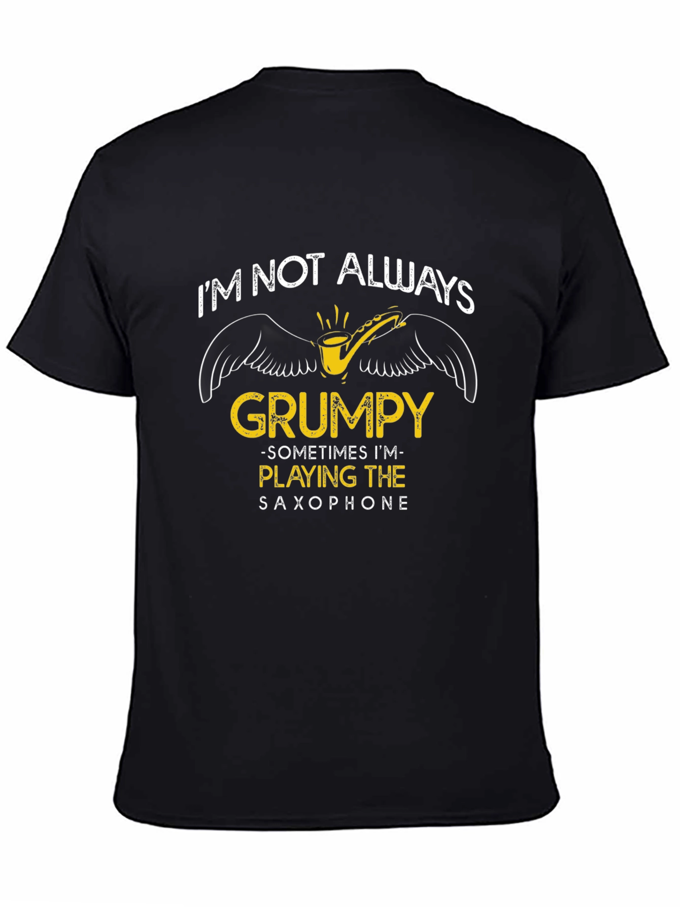 Black Grumpy Saxophone Player Graphic Tee view 4