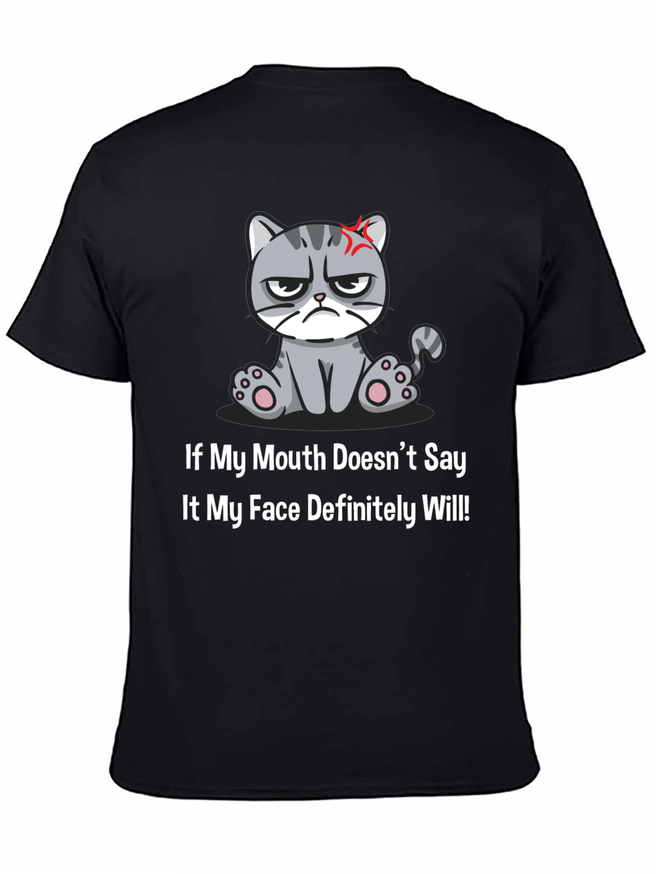 Black Grumpy Cat T-Shirt - Funny Graphic Tee view 4