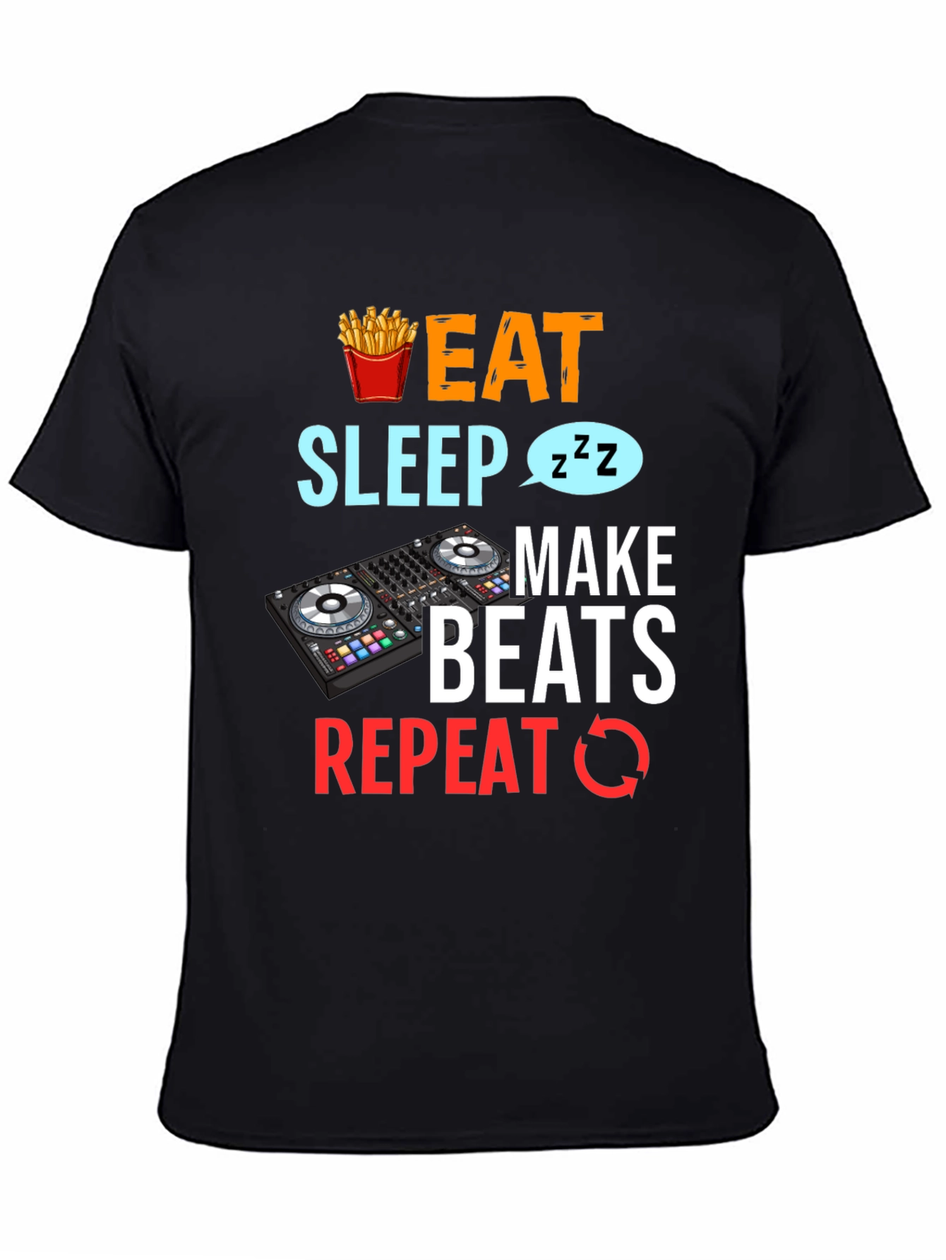Black Eat Sleep Make Beats Repeat Graphic T-Shirt view 4