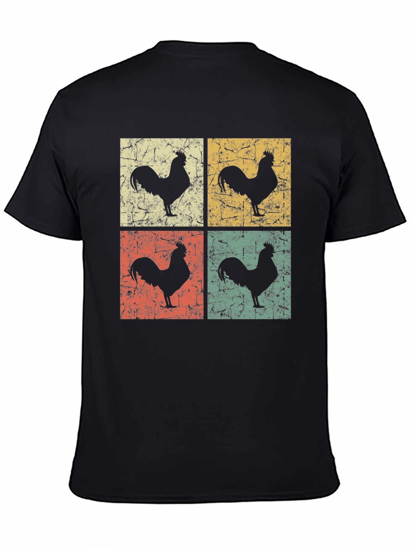 Black Vintage Rooster Graphic T-Shirt - Retro Chicken Design view 4