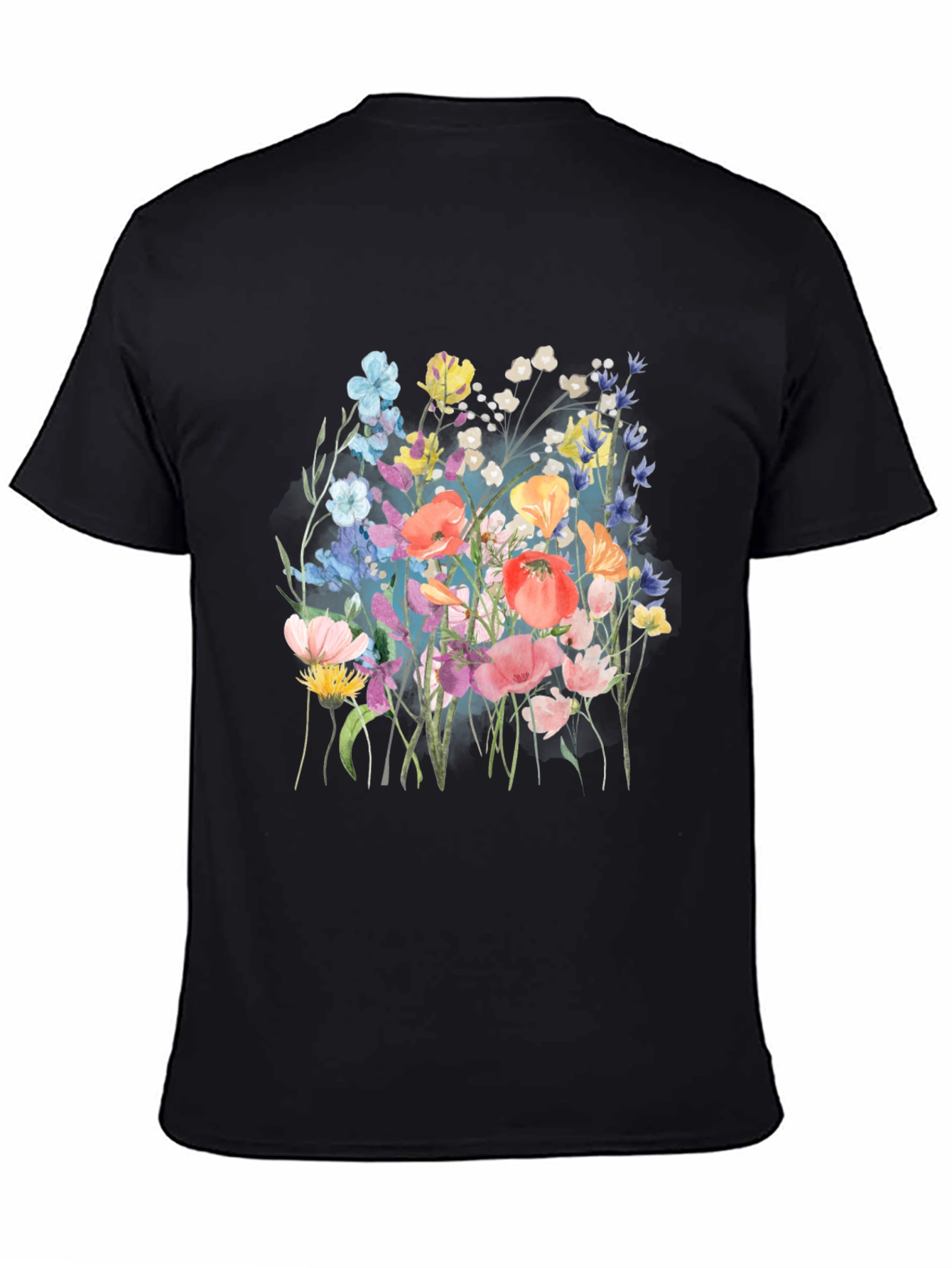Black Floral Print Black T-Shirt view 4