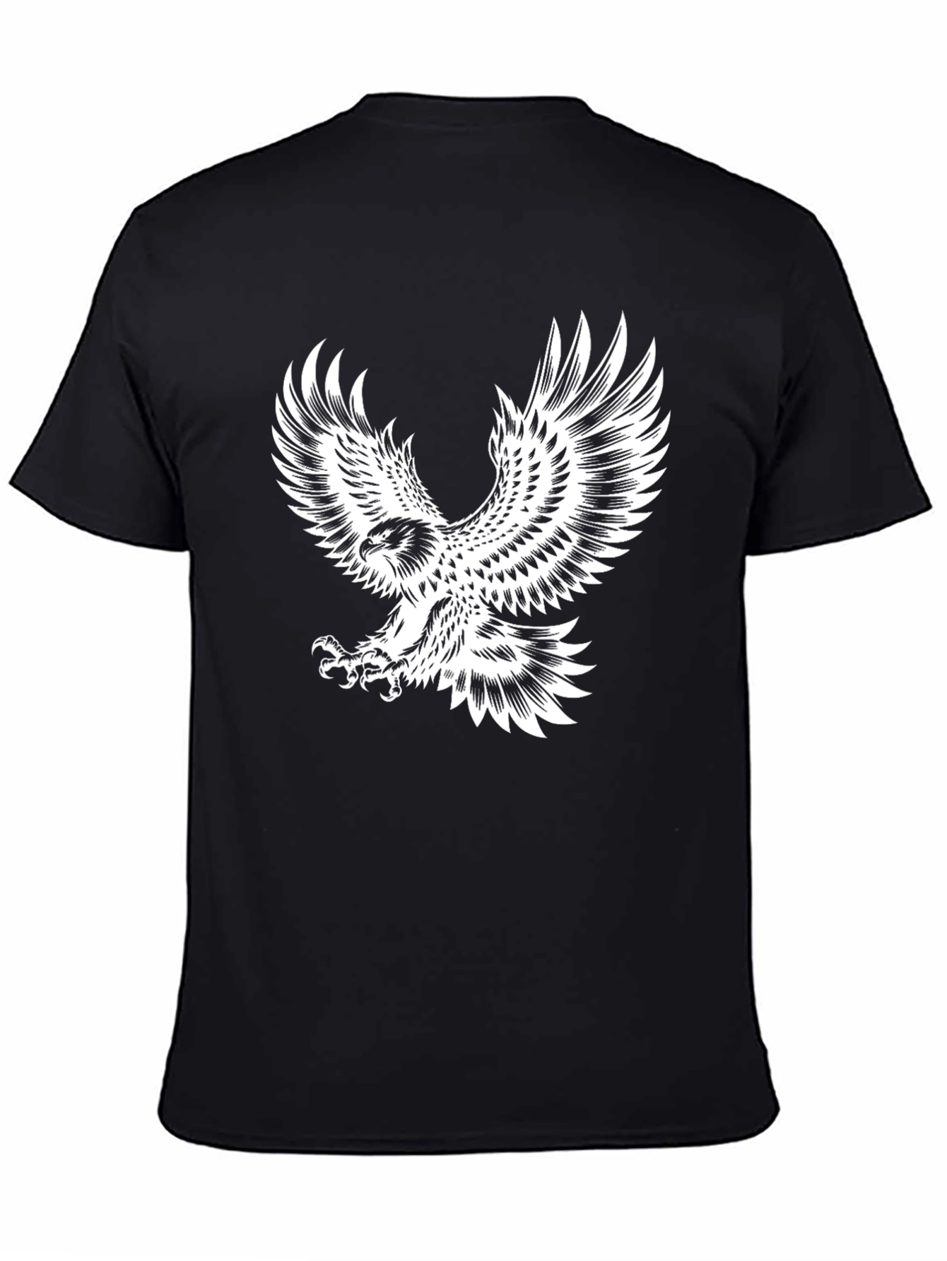 Black Men's Black T-Shirt with Eagle Graphic view 4