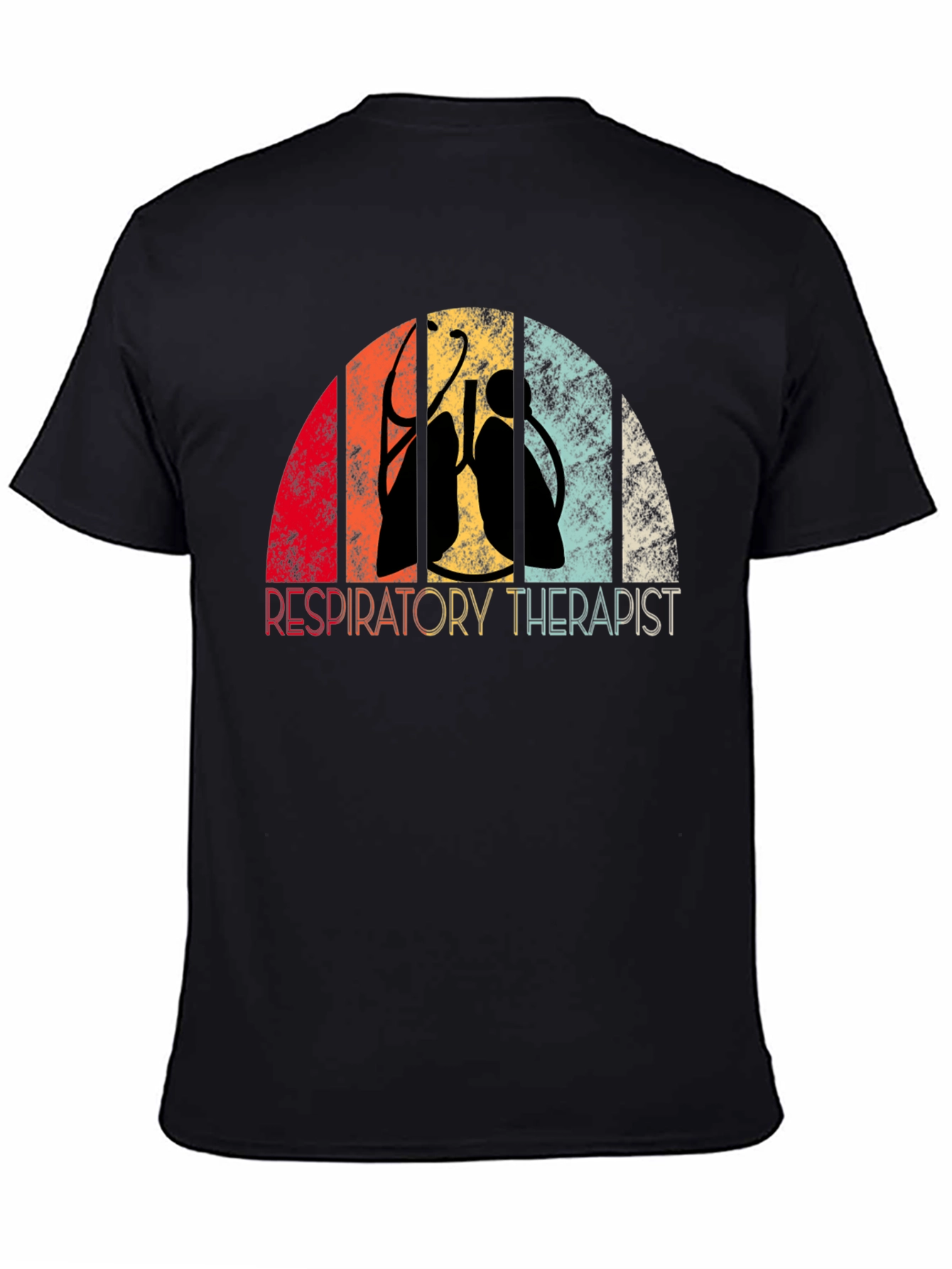 Black Respiratory Therapist Retro T-Shirt view 4