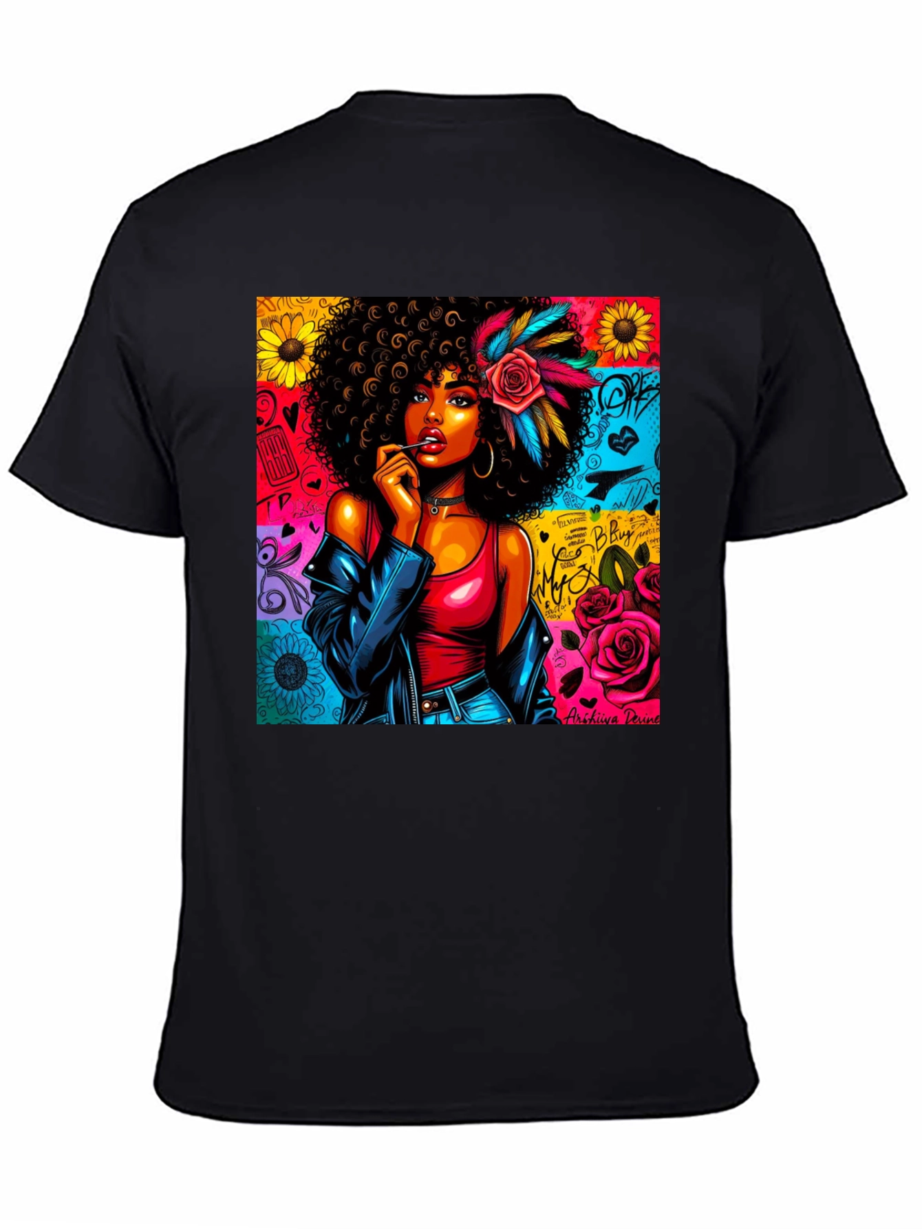 Black Graphic Tee: Afro-Punk Style T-Shirt view 4