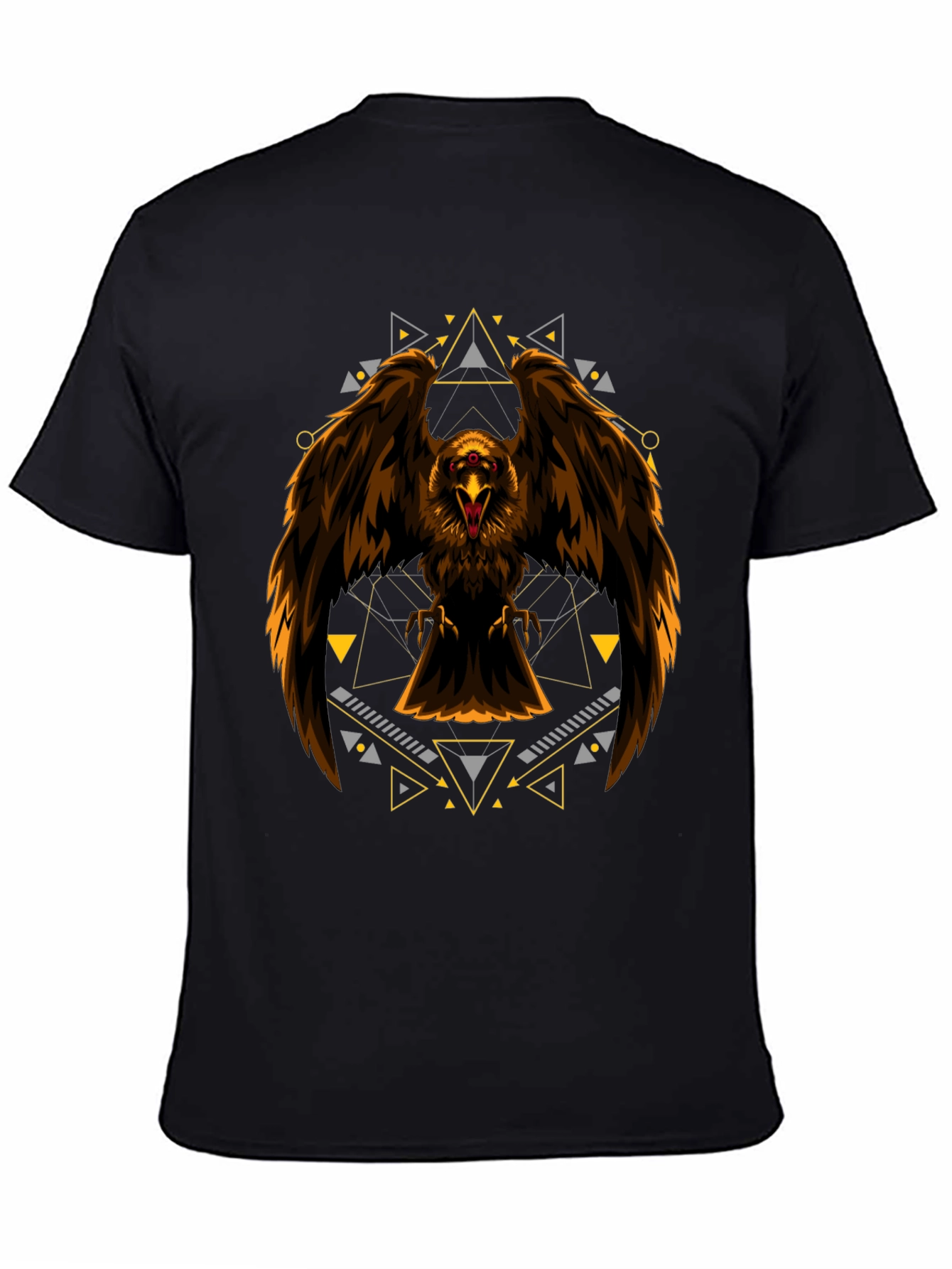 Black Eagle Geometric Print Black T-Shirt view 4