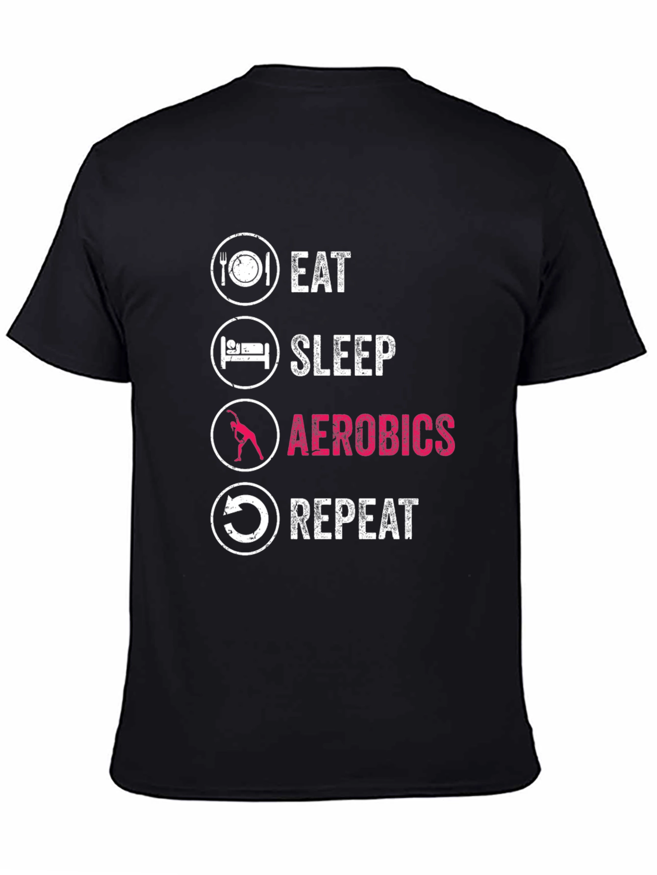 Black Eat Sleep Aerobics Repeat Graphic T-Shirt view 4