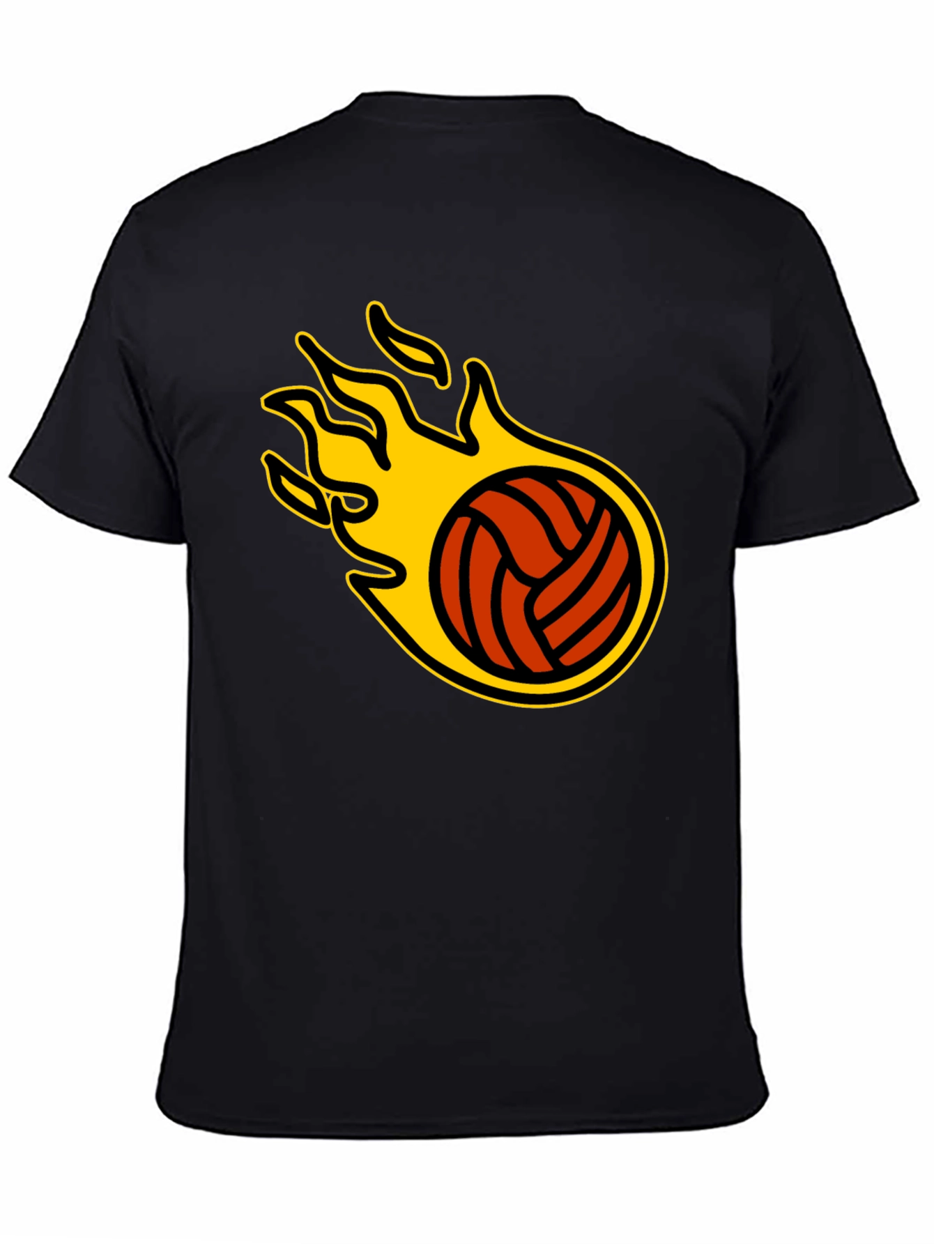 Black Flaming Volleyball Graphic T-Shirt view 4