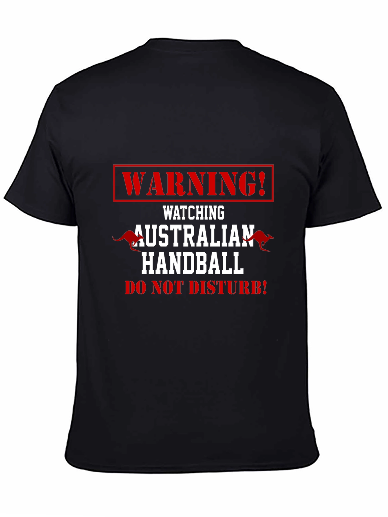 Black Warning! Watching Australian Handball T-Shirt view 4