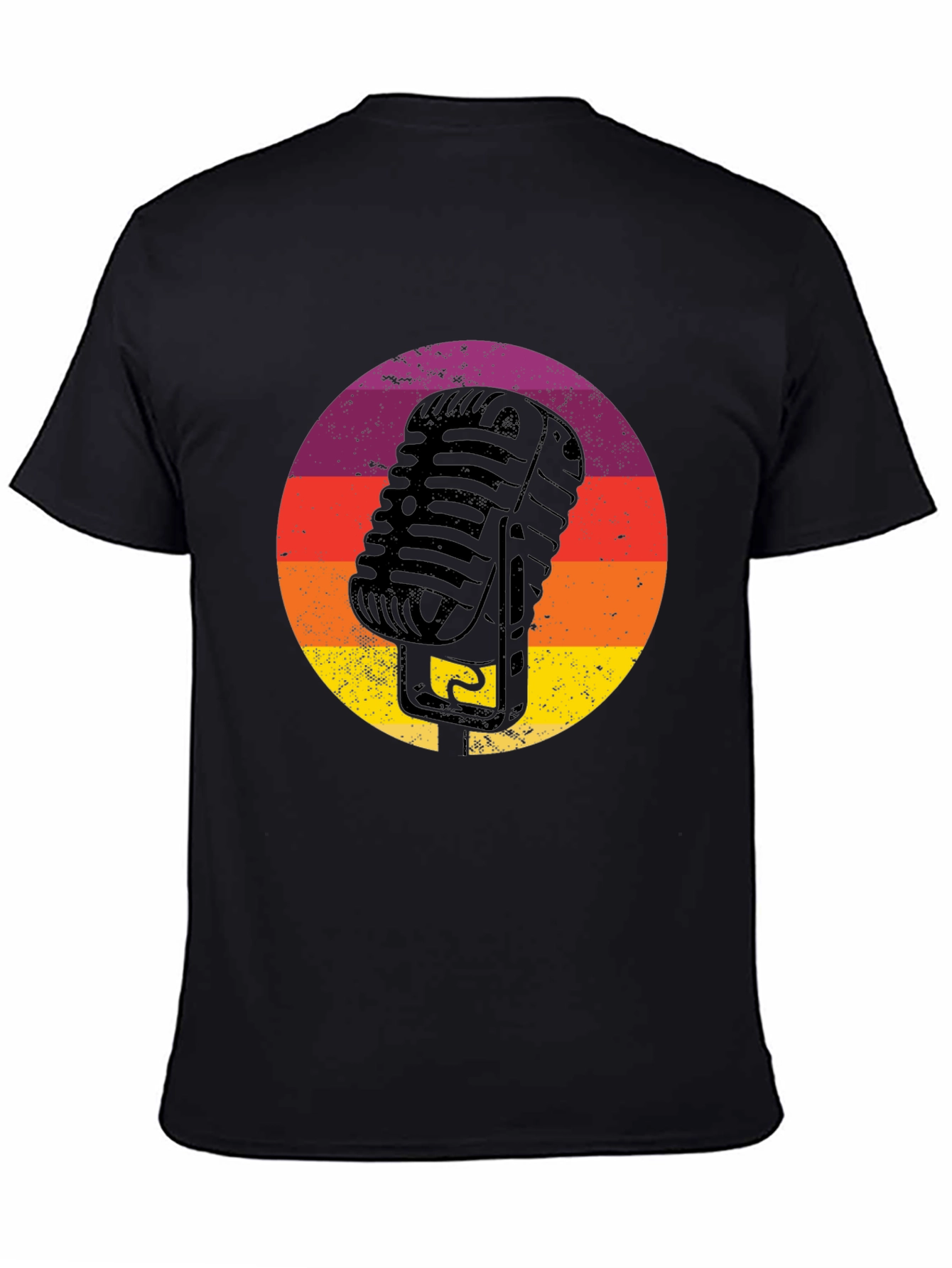 Black Retro Microphone T-Shirt - Vintage Vocal Style view 4