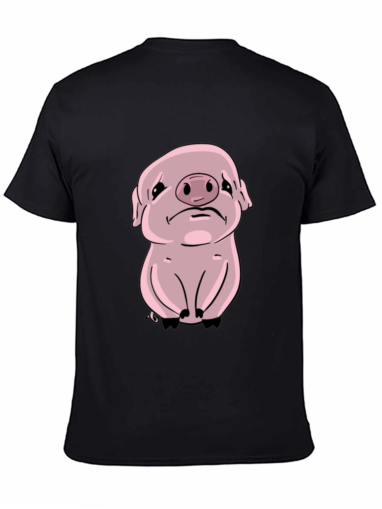 Black Sad Pig Graphic Tee - Black Cotton Comfort view 4