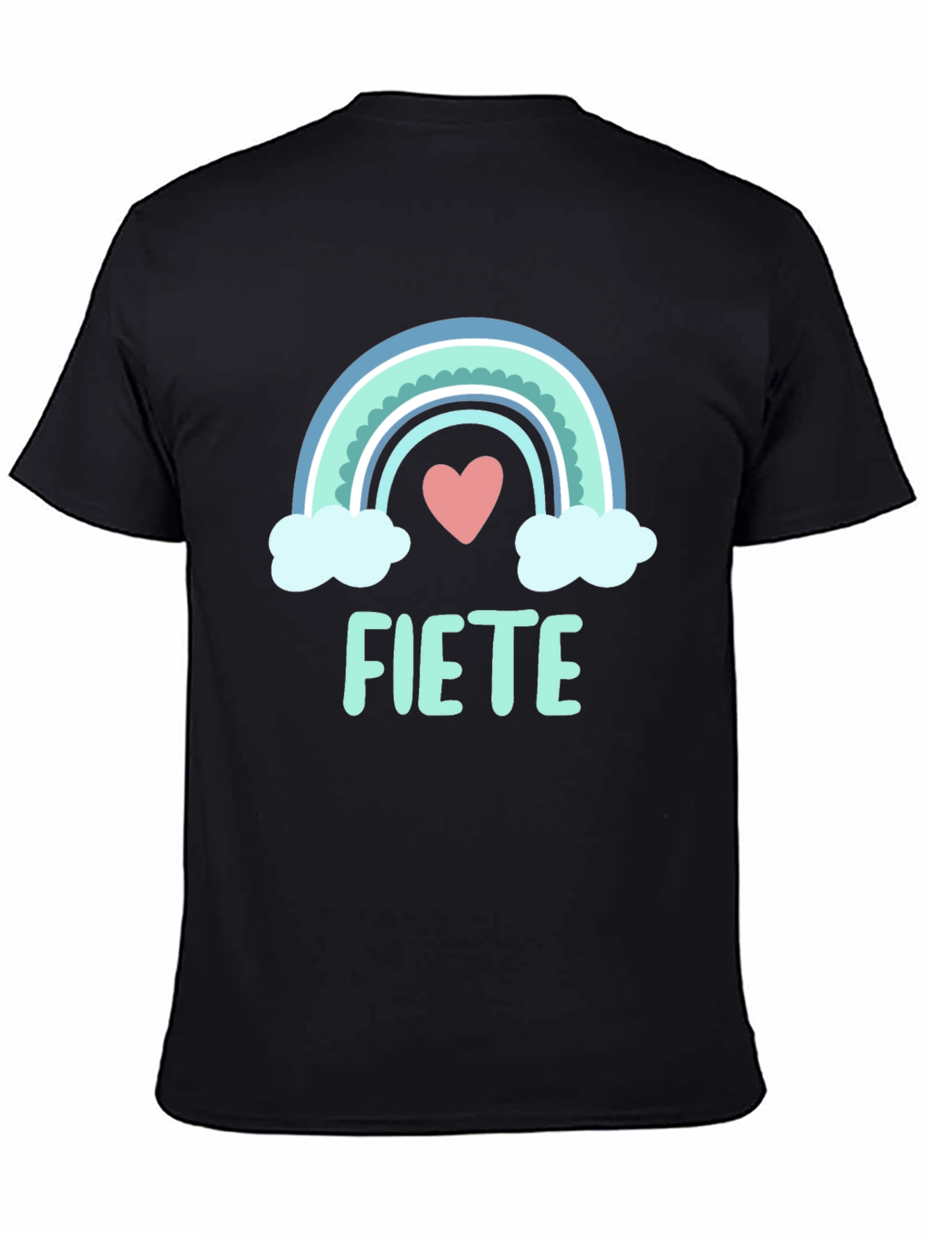 Black FIETE Rainbow Heart Graphic Black T-Shirt view 4