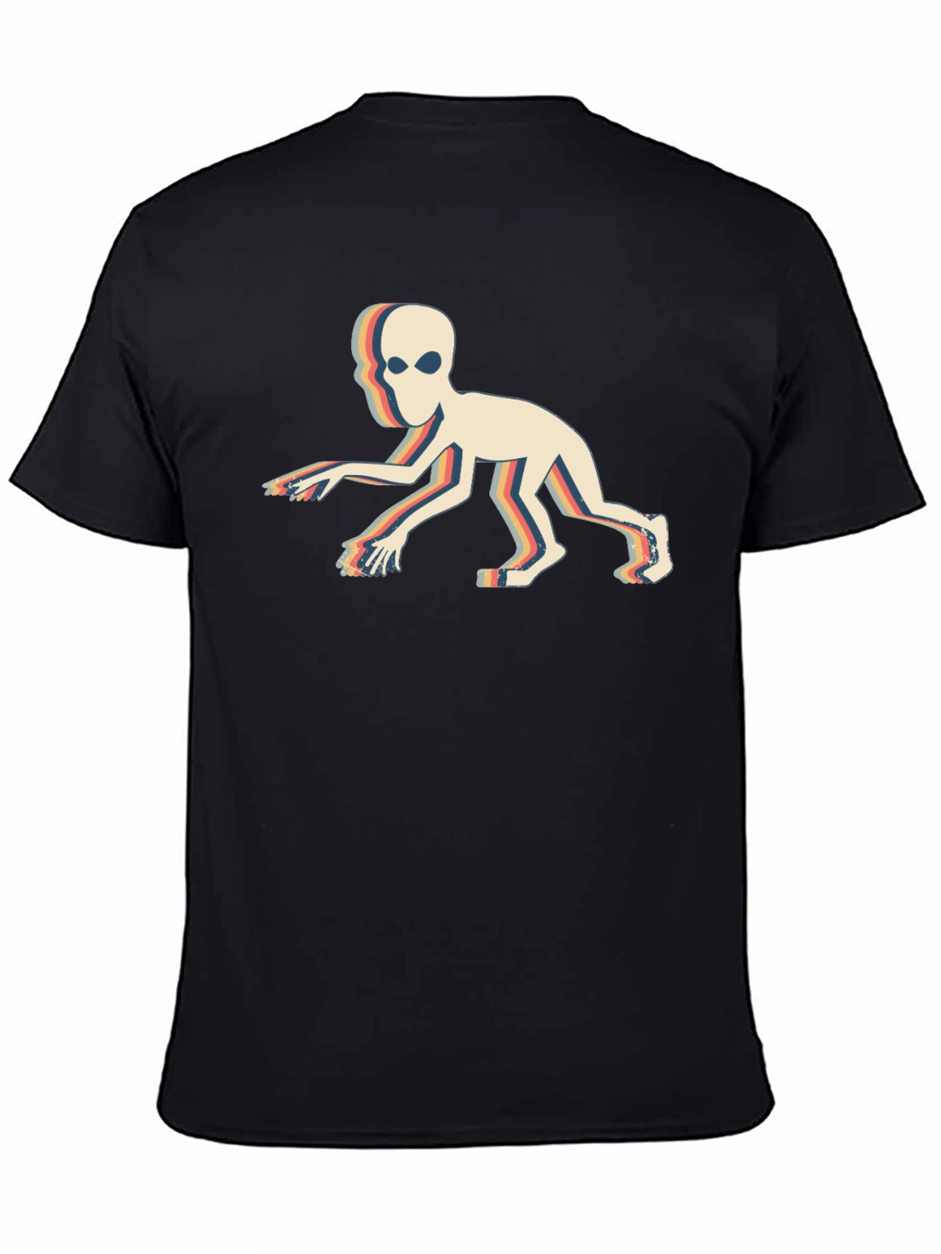 Black Retro Alien Crawl T-Shirt - Vintage Sci-Fi Design view 4