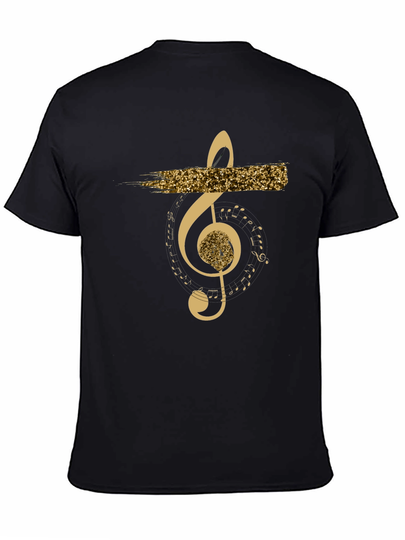 Black Musical Note Graphic T-Shirt - Black view 4
