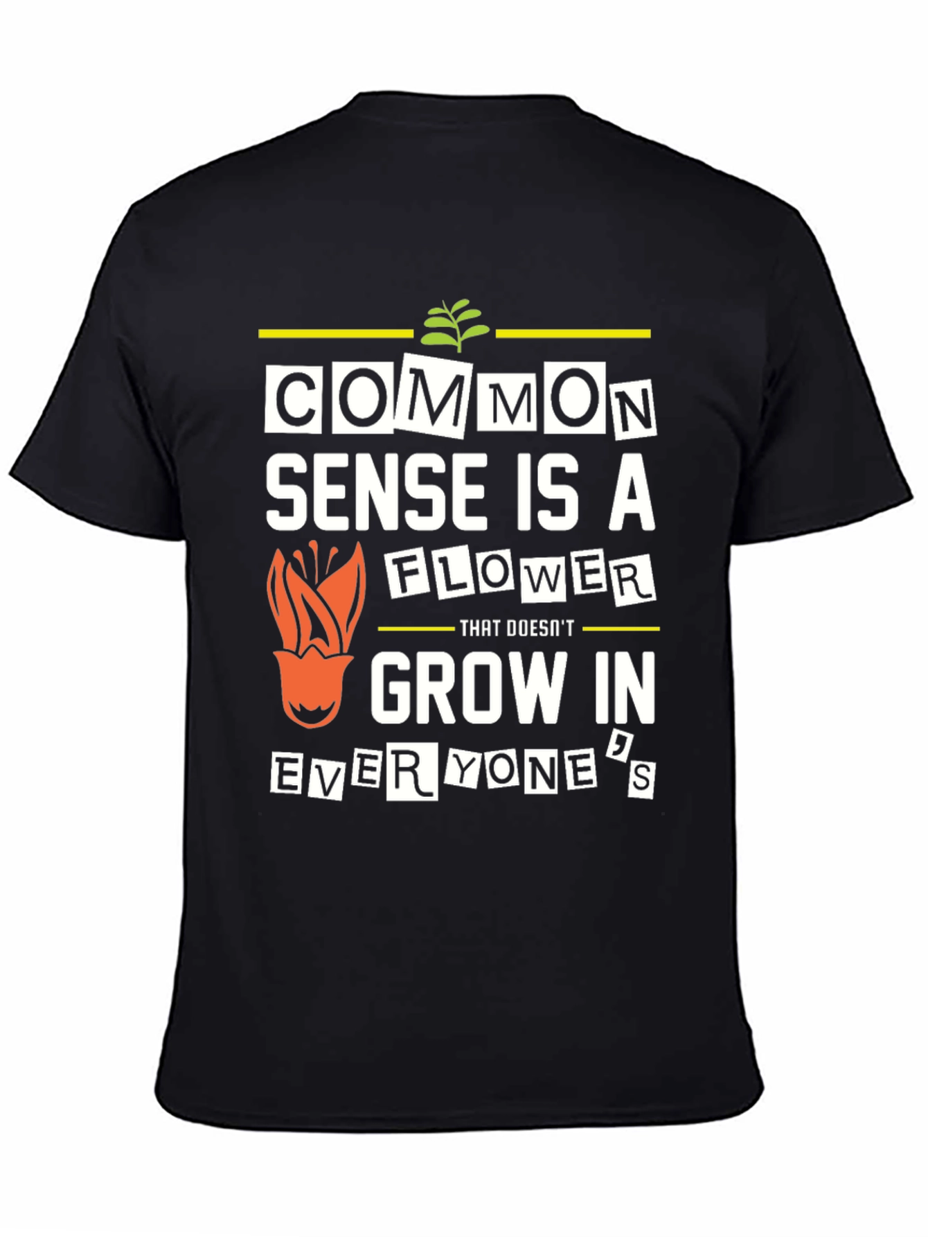 Black Common Sense Flower Graphic T-Shirt view 4