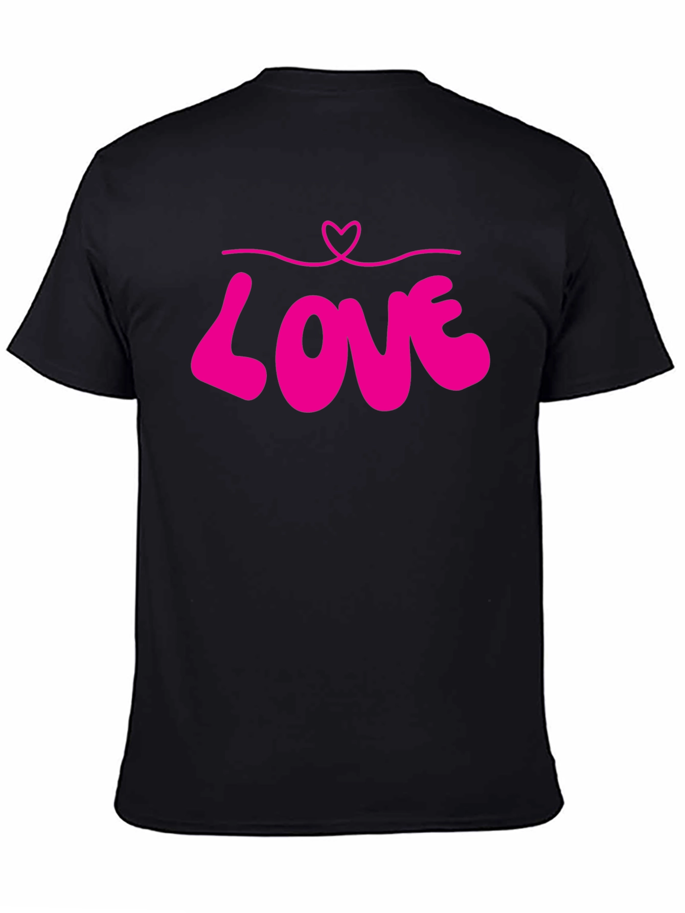Black Love Heart Graphic Tee - Black Unisex T-Shirt view 4