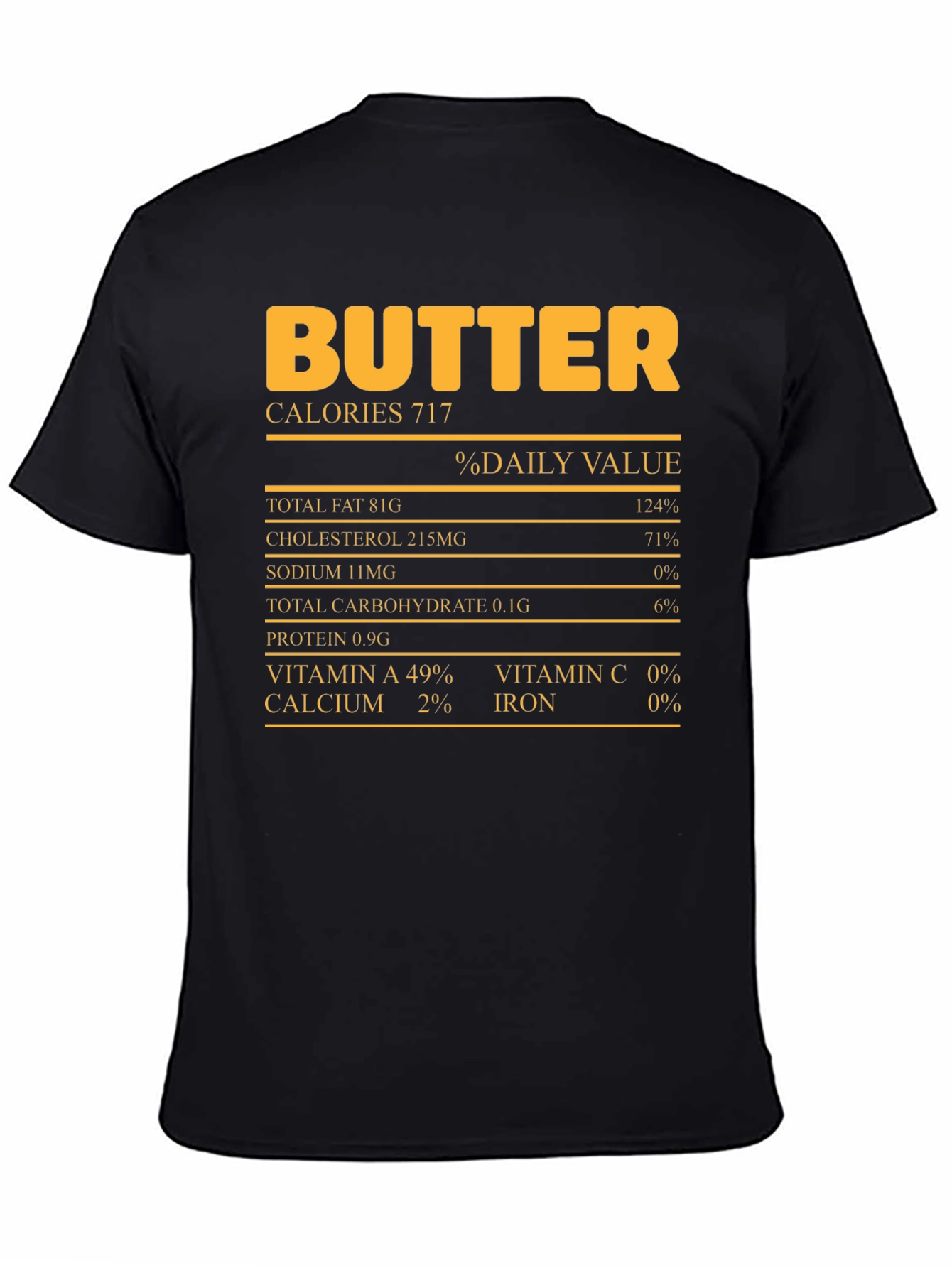 Black Funny Butter Nutrition Facts T-Shirt view 4