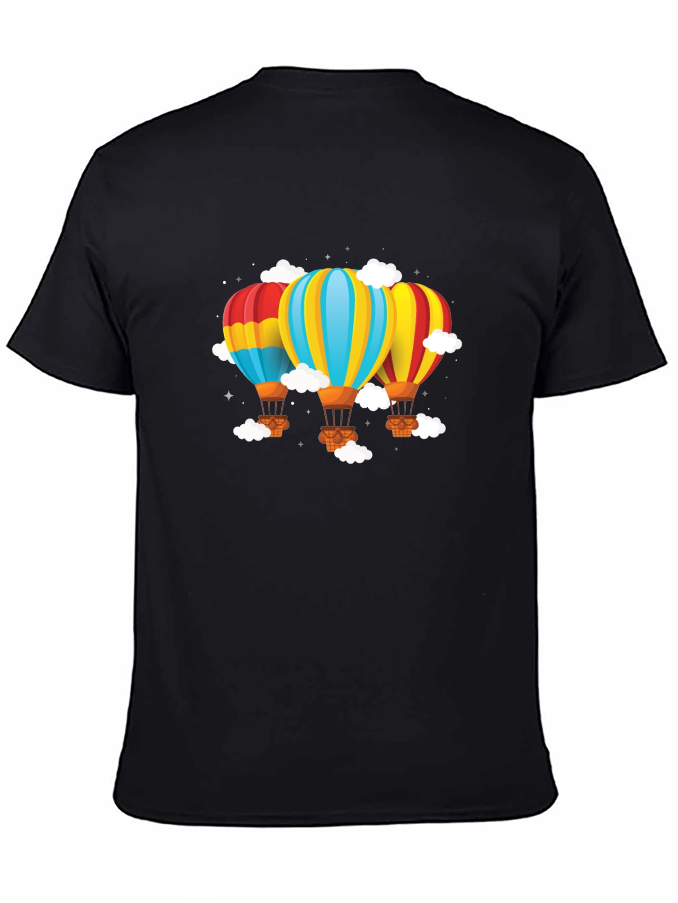 Black Hot Air Balloon Graphic Tee - Black Cotton Blend view 4