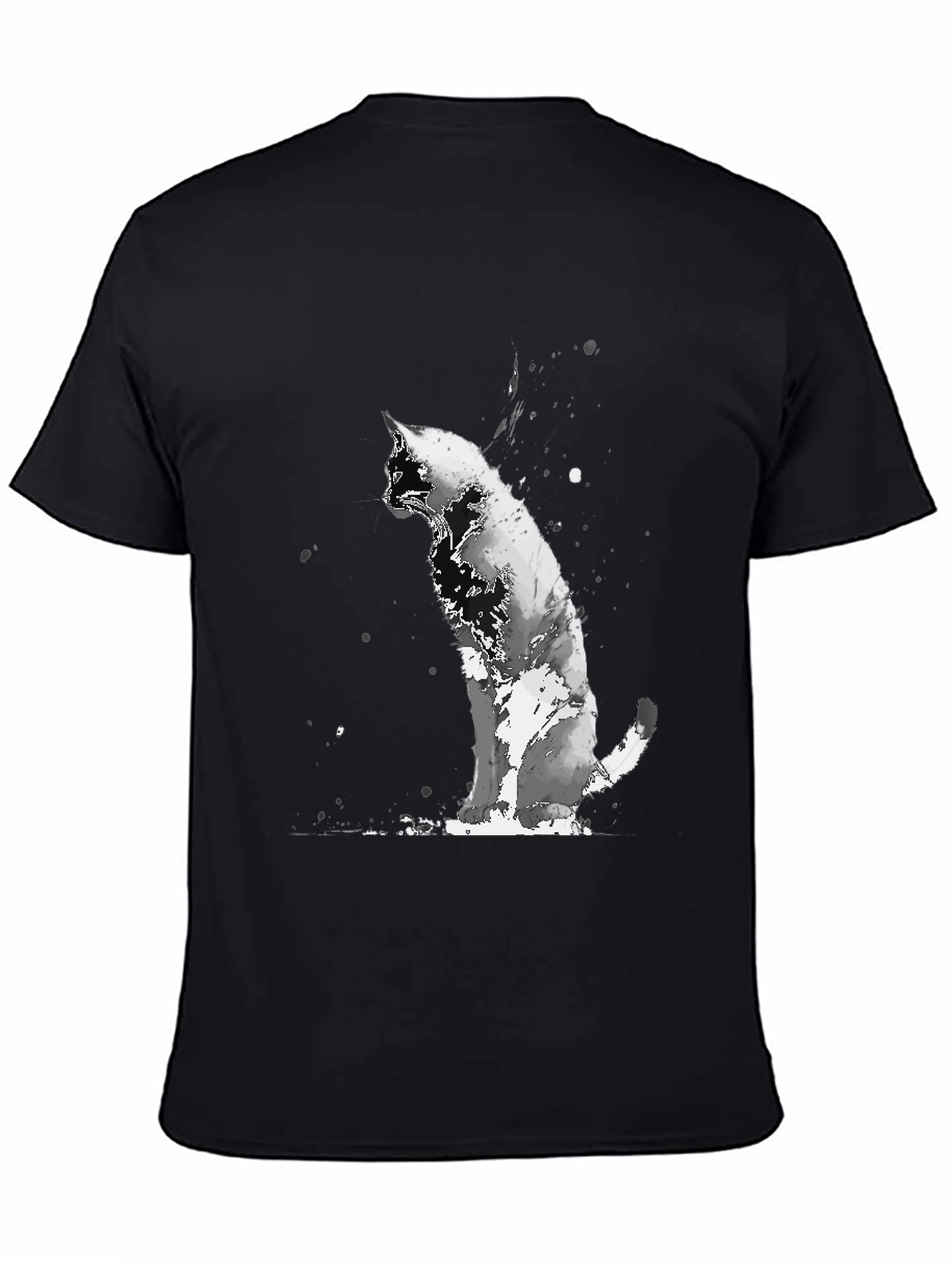 Black Black Cat Watercolor Graphic T-Shirt view 4