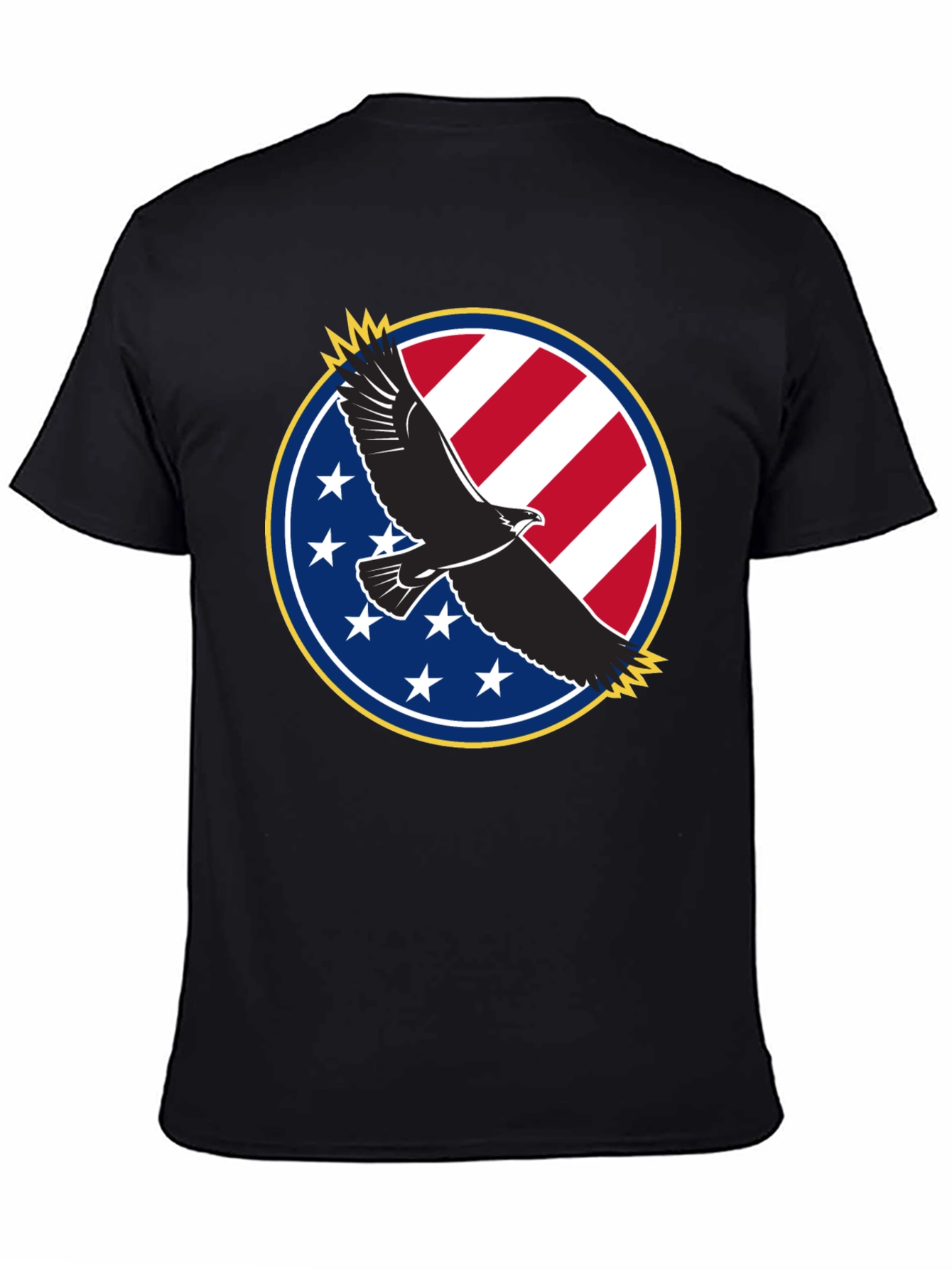 Black Patriotic Eagle T-Shirt - USA Flag Design view 4