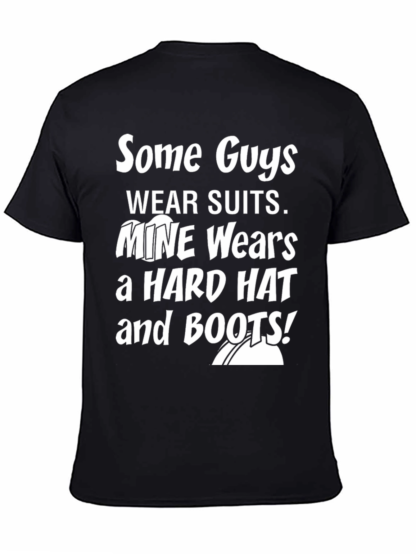 Black Mine Wears a Hard Hat and Boots Graphic Tee view 4
