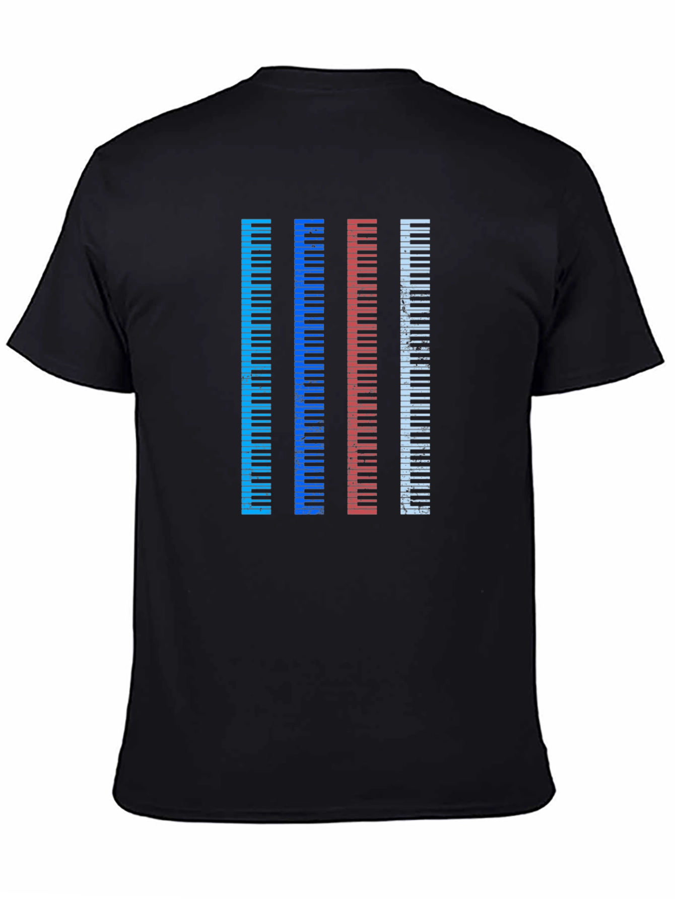 Black Colorful Piano Keys Graphic Tee view 4