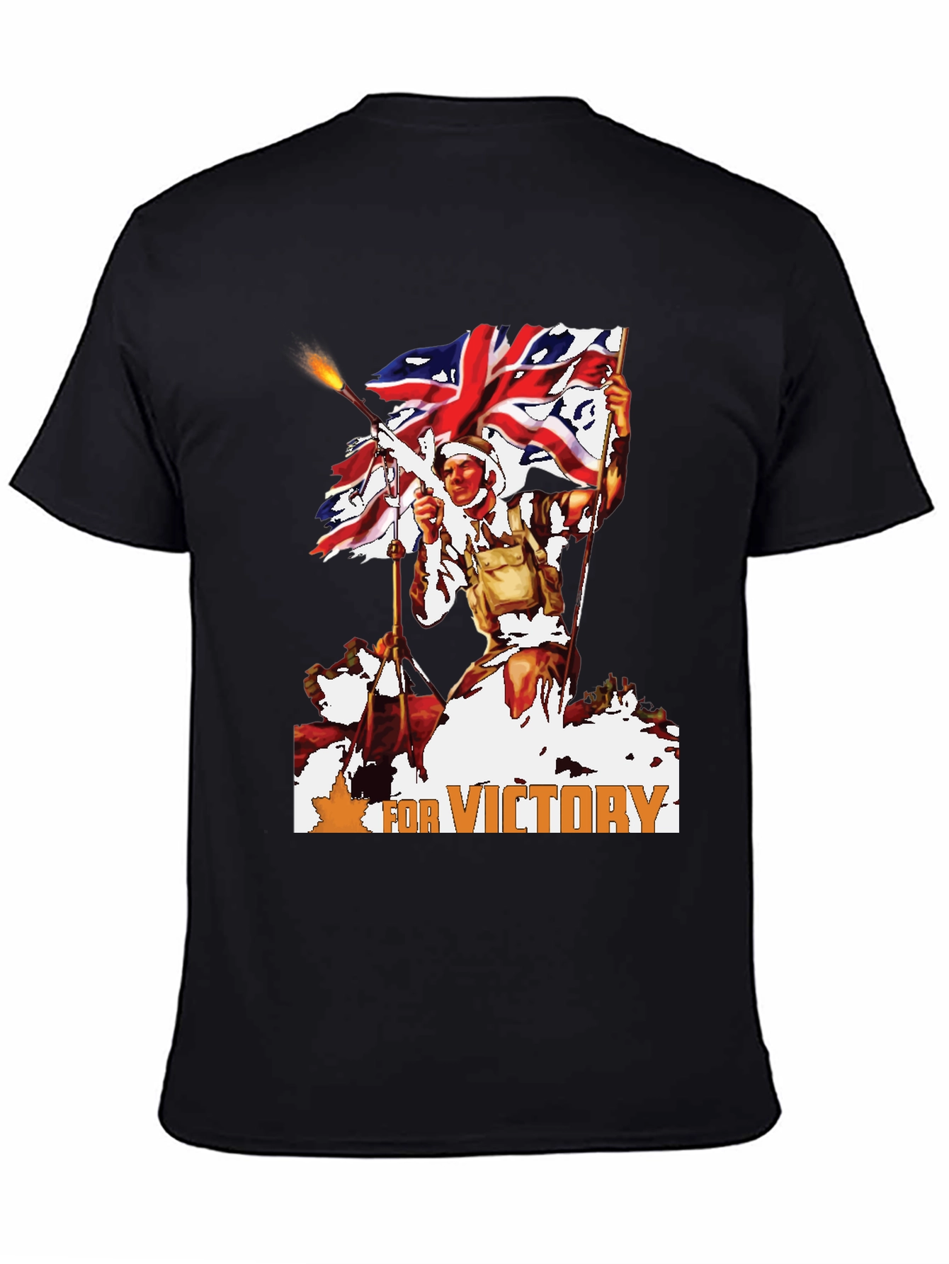 Black Victory Graphic Tee - Vintage British Soldier Design view 4