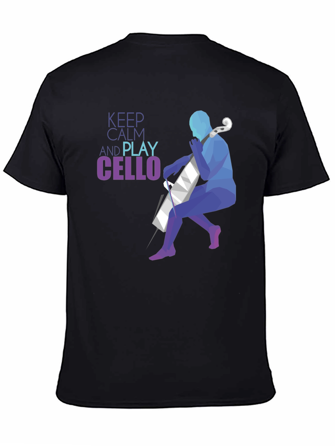 Black Keep Calm and Play Cello Graphic T-Shirt view 4