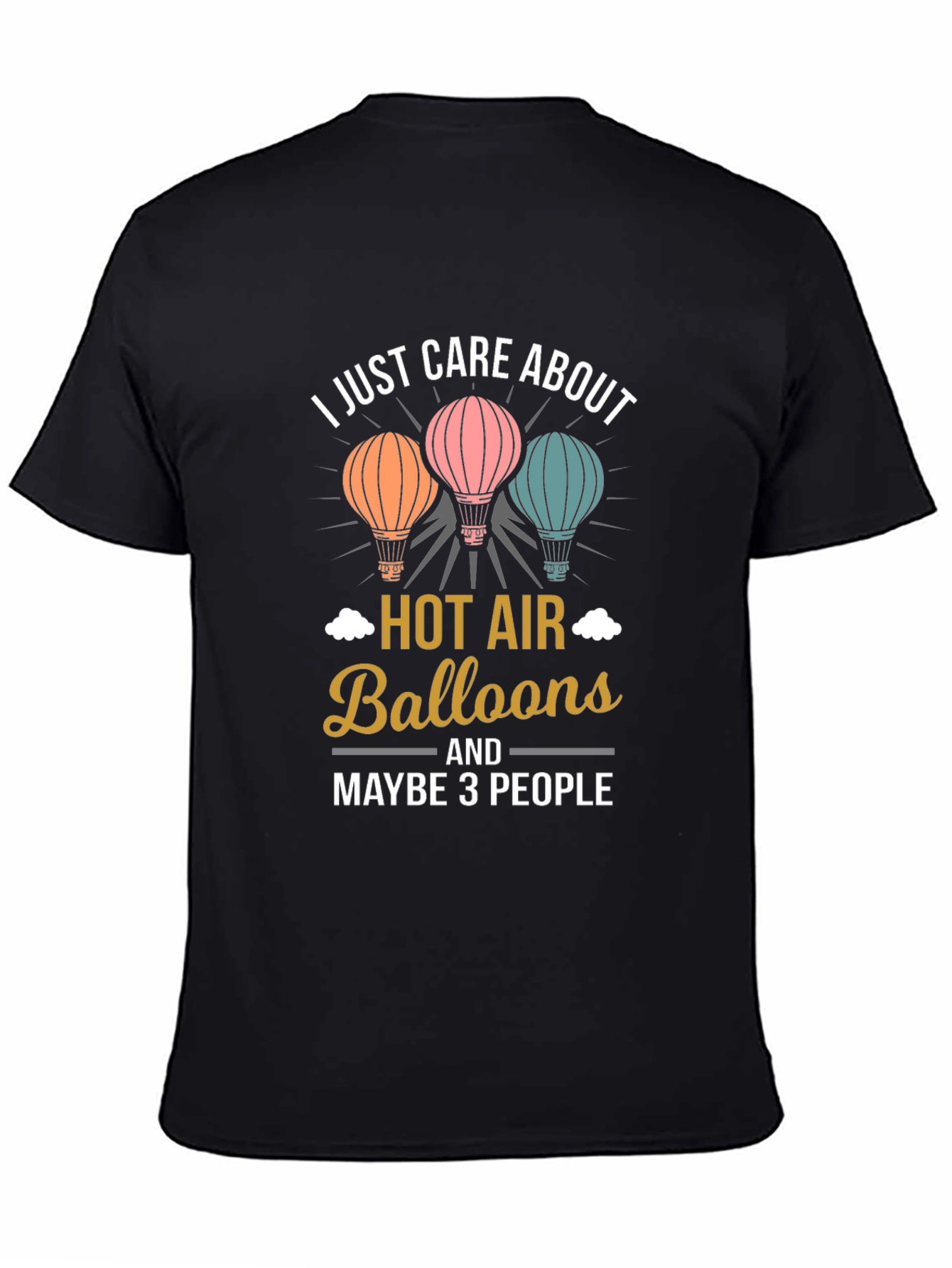 Black I Care About Hot Air Balloons Graphic Tee view 4