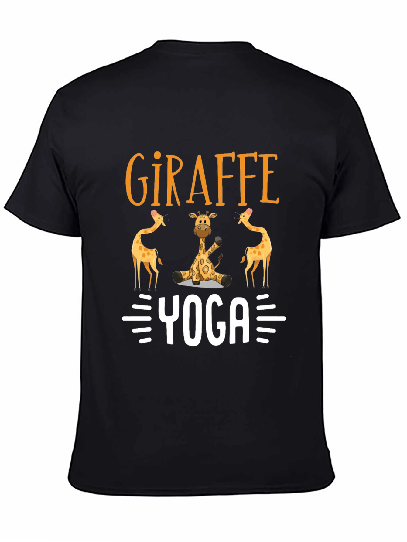 Black Giraffe Yoga Graphic T-Shirt - Unisex Black Tee view 4