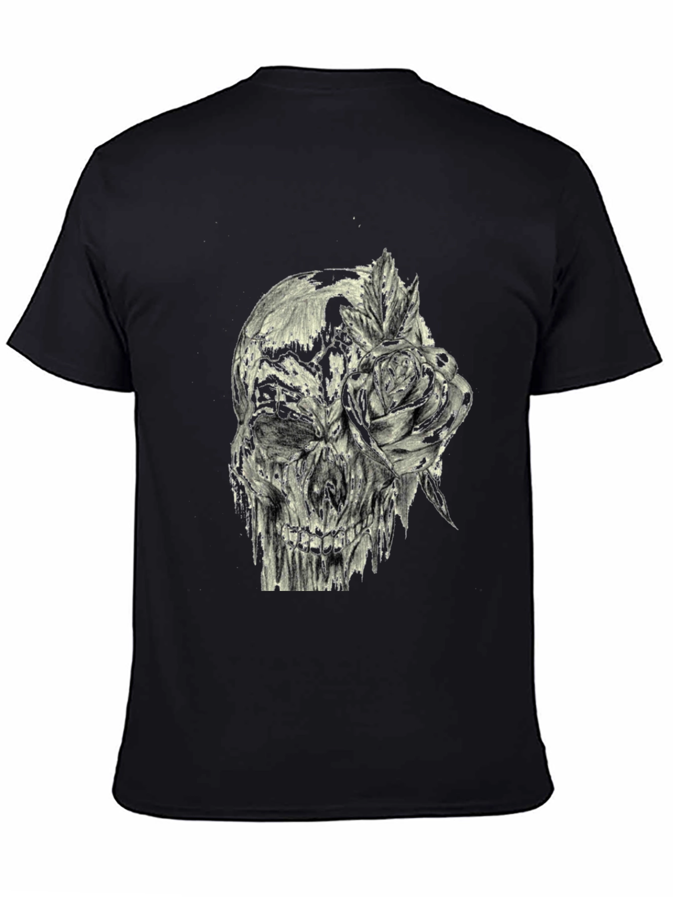 Black Skull and Rose Graphic Print Tee - Edgy Style view 4