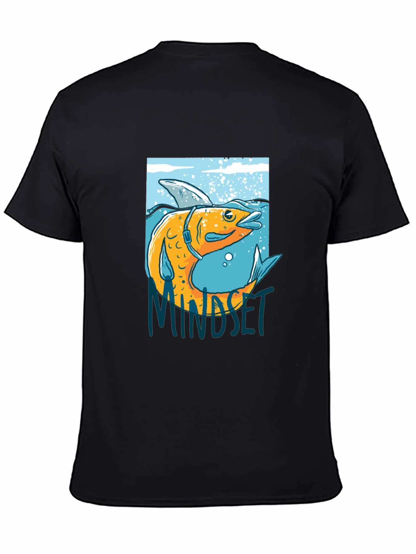 Black Fish Mindset Graphic Black T-Shirt view 4