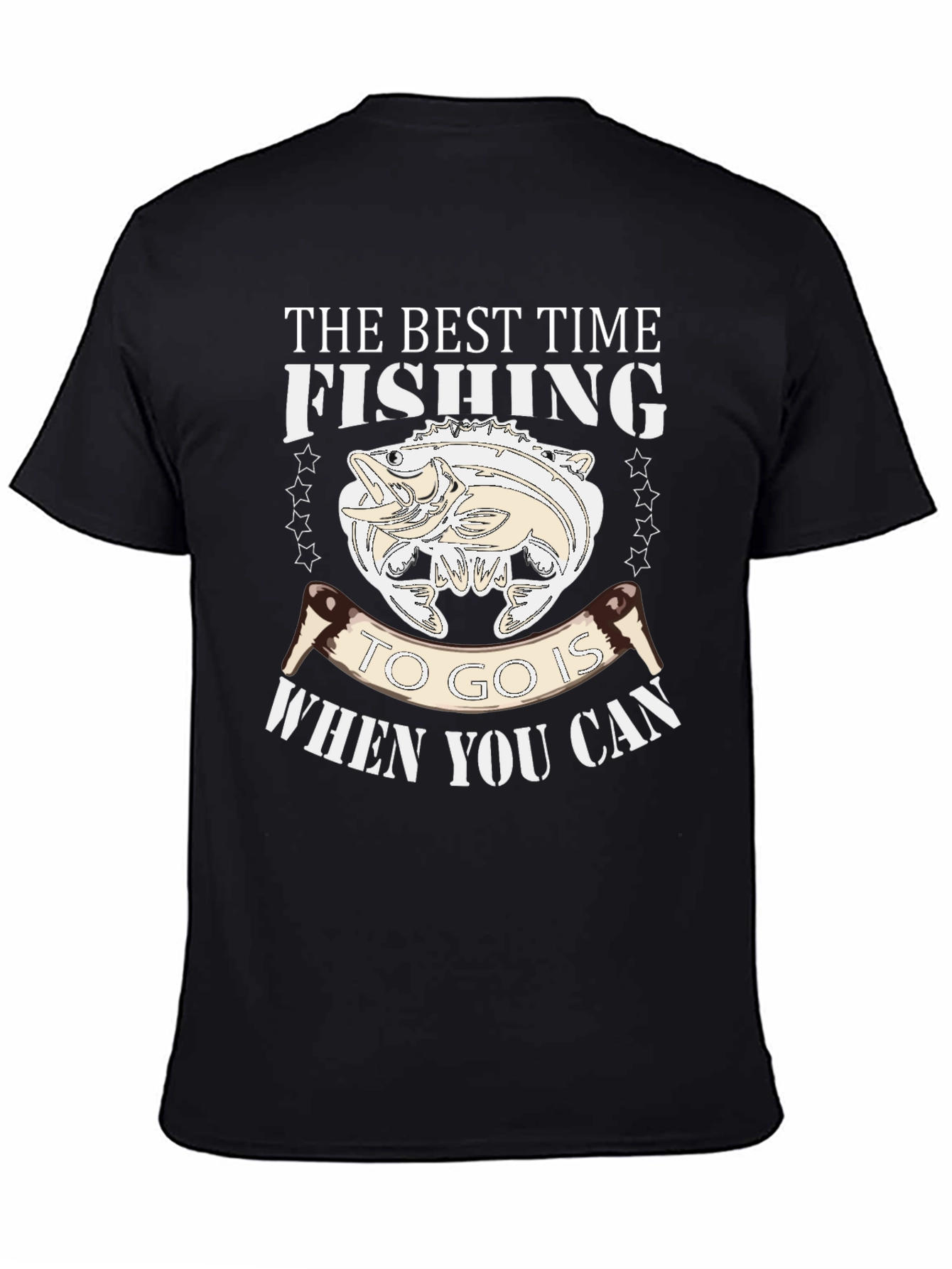 Black Fishing Time T-Shirt: Best Time to Go is When You Can view 4