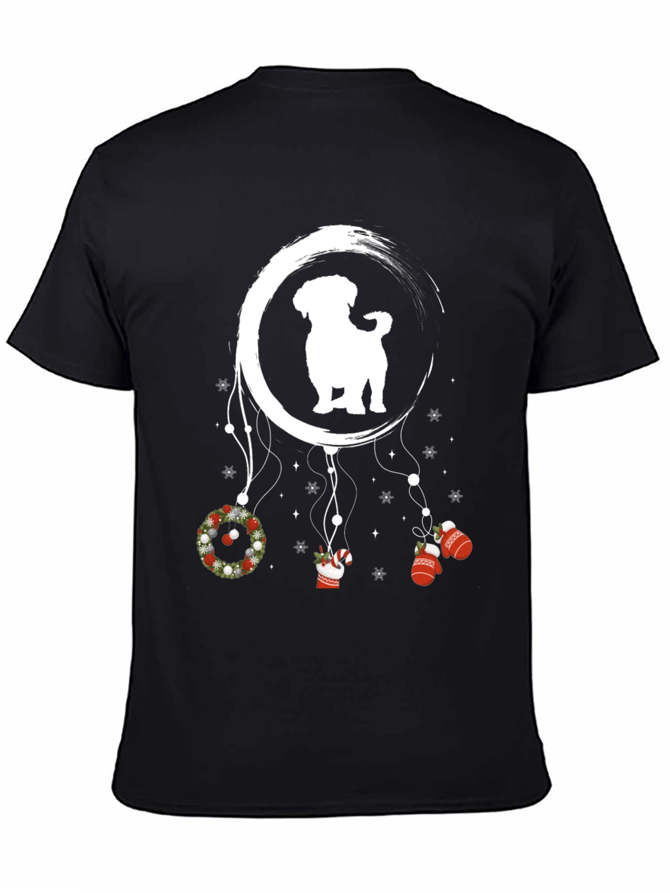Black Festive Dog Dreamcatcher T-Shirt view 4