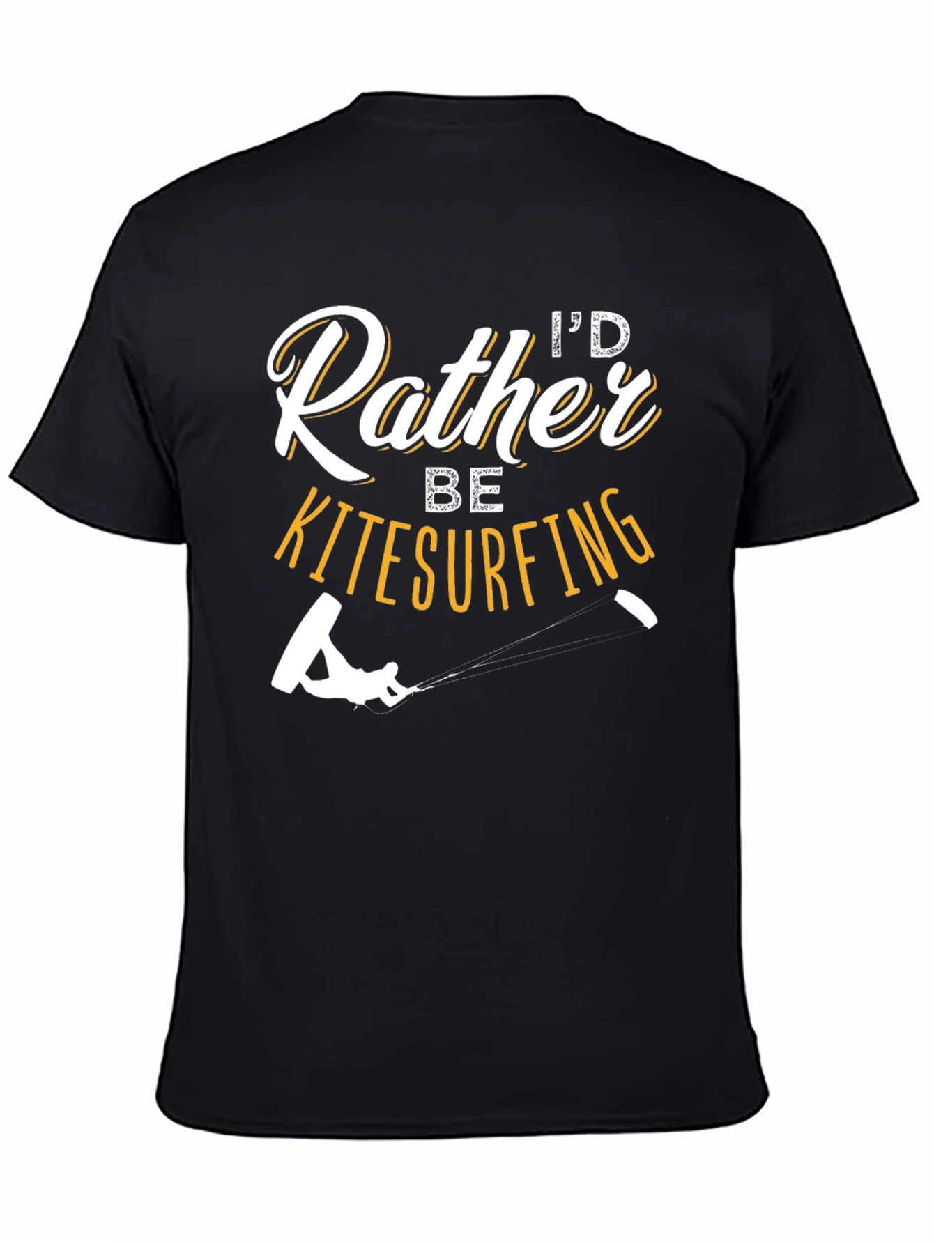 Black I'd Rather Be Kitesurfing Black T-Shirt view 4