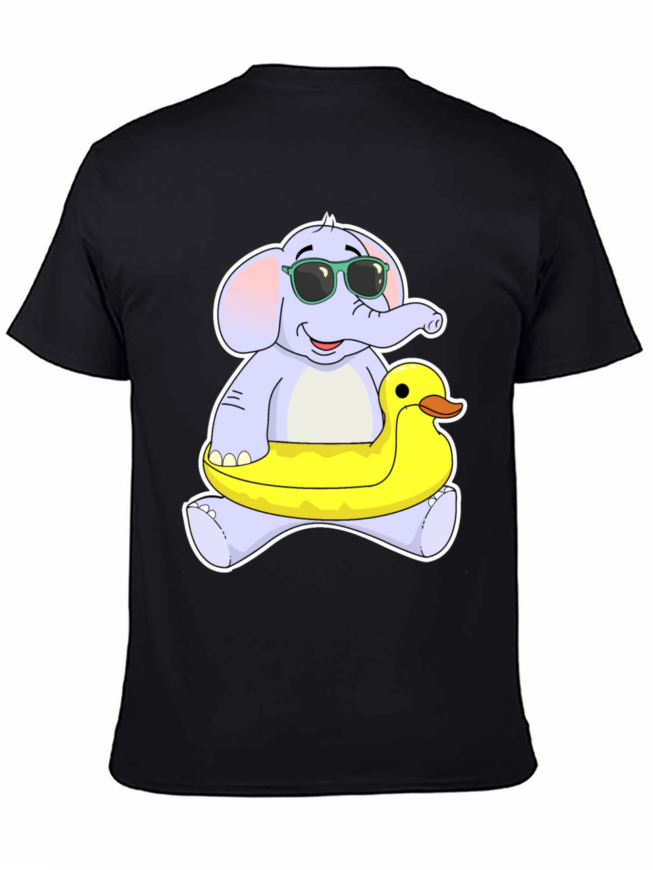 Black Elephant & Duck T-Shirt - Fun Cartoon Tee view 4
