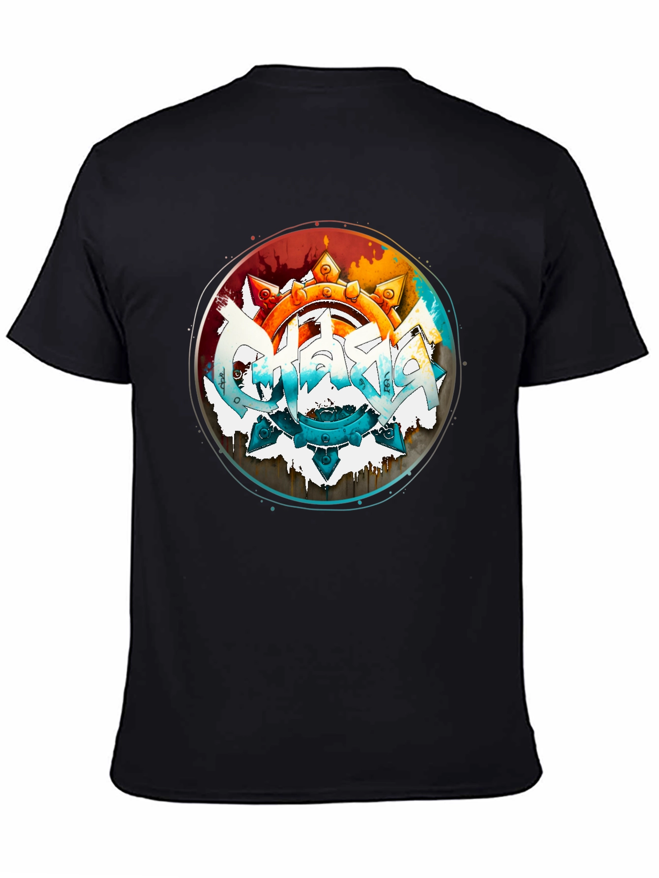 Black Chaos T-Shirt - Abstract Graffiti Graphic Tee view 4