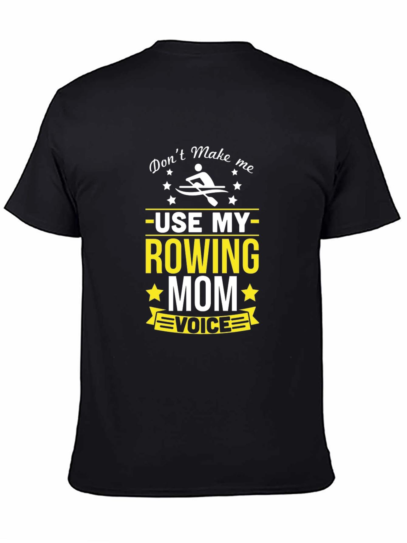 Black Rowing Mom Voice T-Shirt - Black Crew Neck view 4