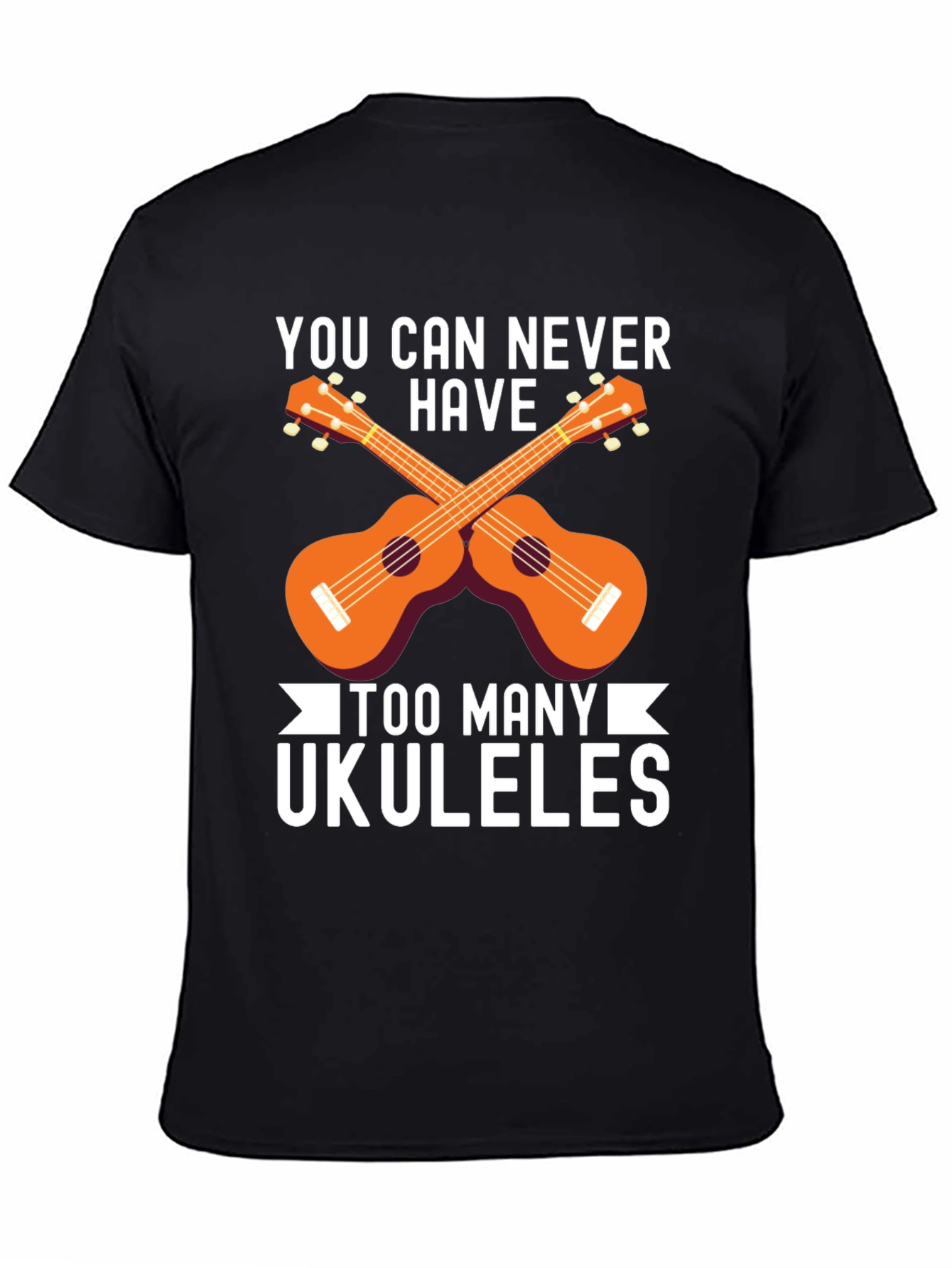 Black Ukulele Lover T-Shirt - Too Many Ukuleles view 4
